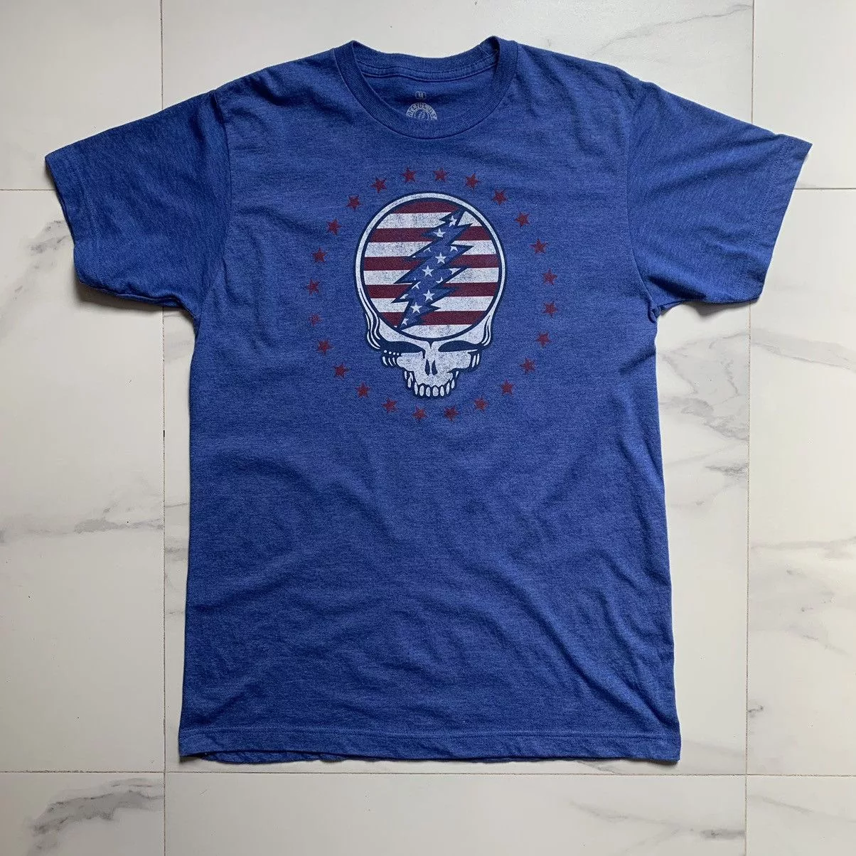 Grateful Dead Short Sleeve T Shirts Grateful Dead × Ripple Junction Grateful Dead Steal Your Face American Logo Tee Blue Streetwear