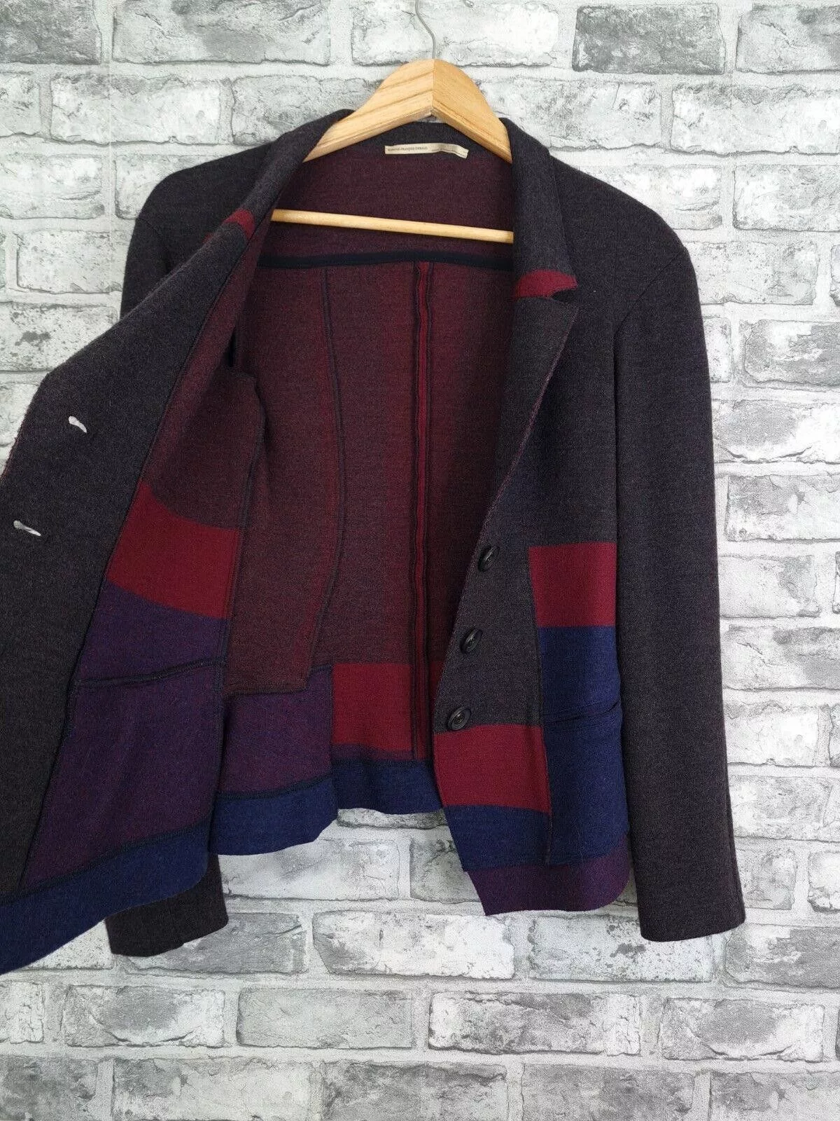 Marithe + Francois Girbaud Jackets Marithe + Francois Girbaud Marithe Francois Girbaud Jacket Uk 8 Patchwork Wool Blazer Gray