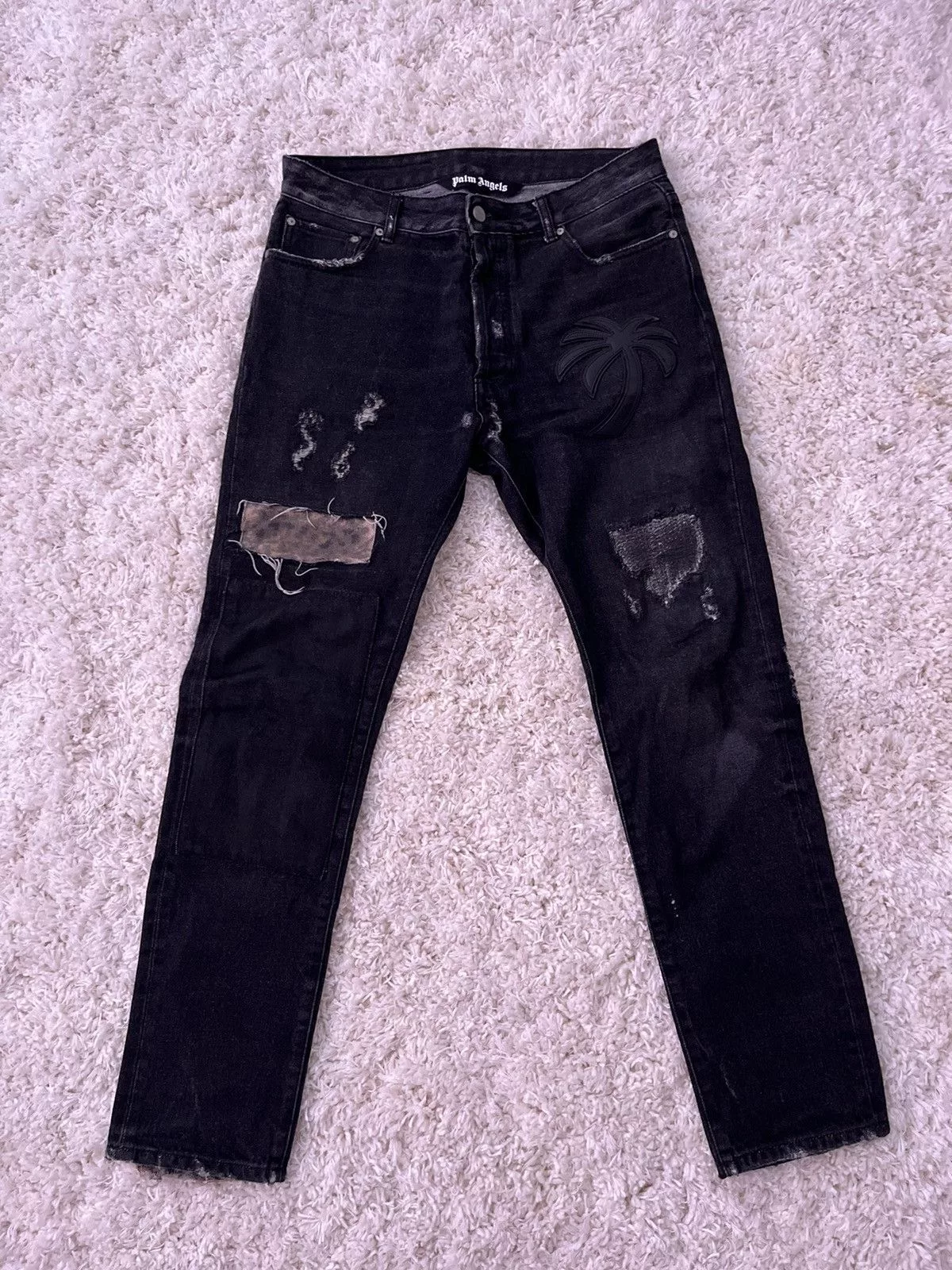 Palm Angels Denim Palm Angels Patchwork Jeans Black