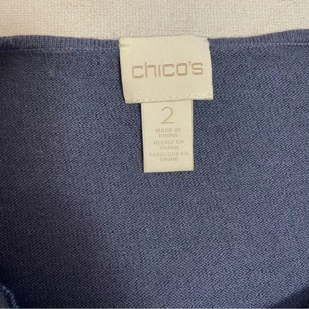 Chicos Sweaters Chicos Chico's Blue Floral Sweater Size 2 US L
