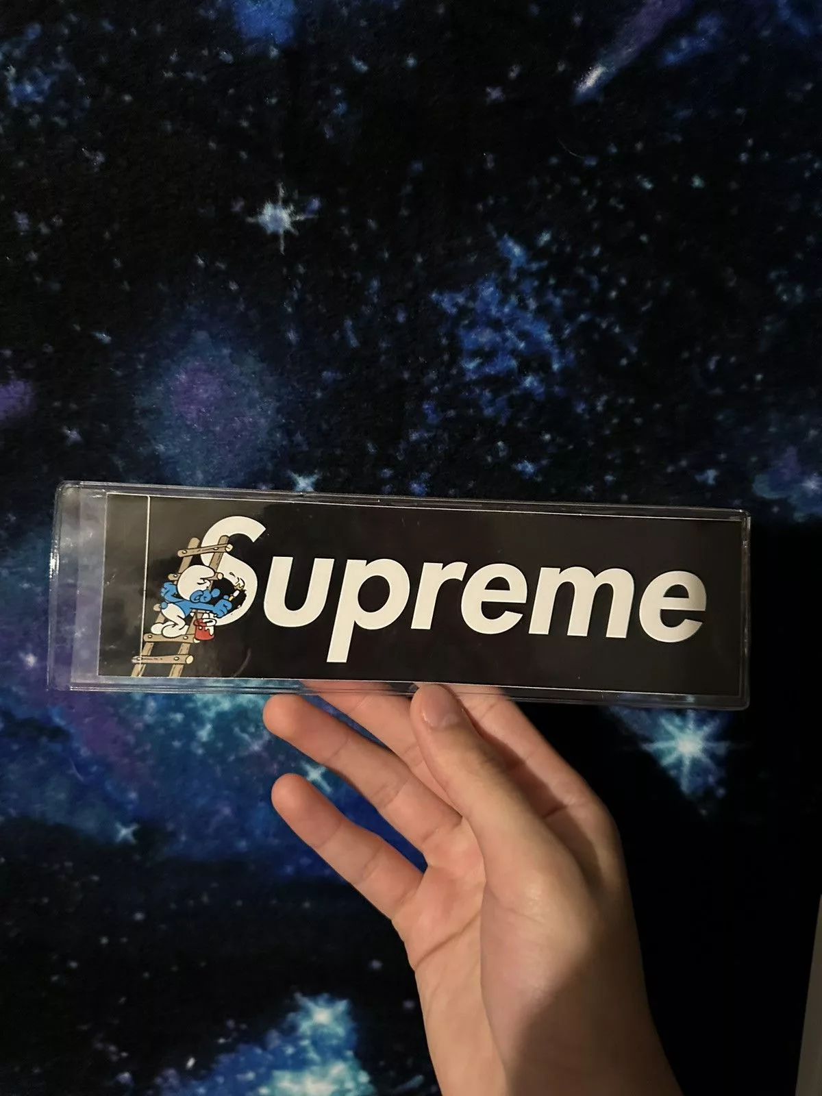 Supreme Supreme Supreme Smurf Box Logo Sticker Black