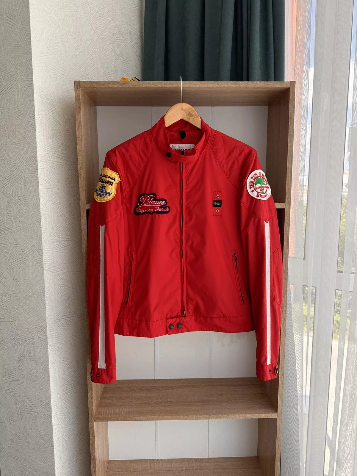 Eddie Bauer Jackets Eddie Bauer × Vintage Vintage Blauer USA Highway Patrol Ladies Racer Jacket Red Streetwear
