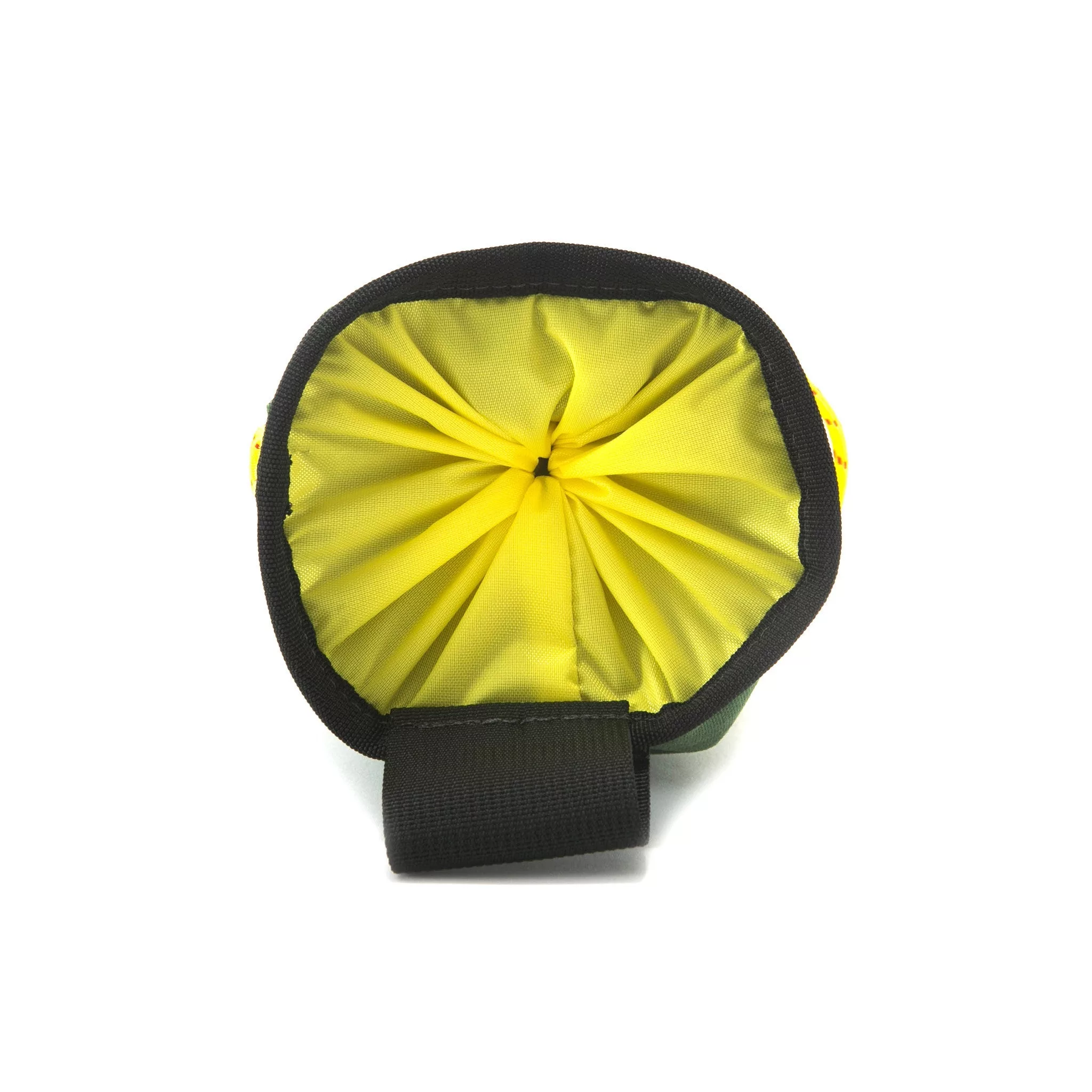 Top product shot of chalk bag showing cinch closure