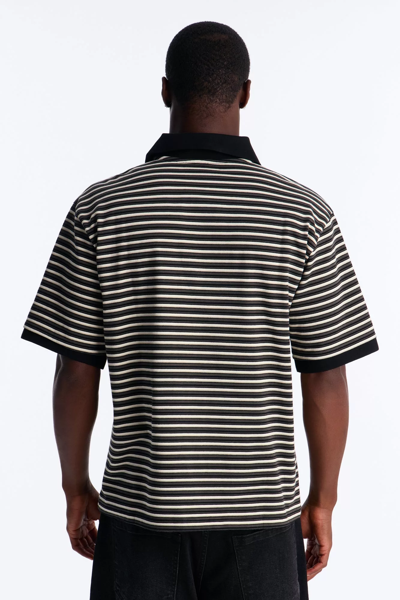 Tate Stripe Polo - Black/combo
