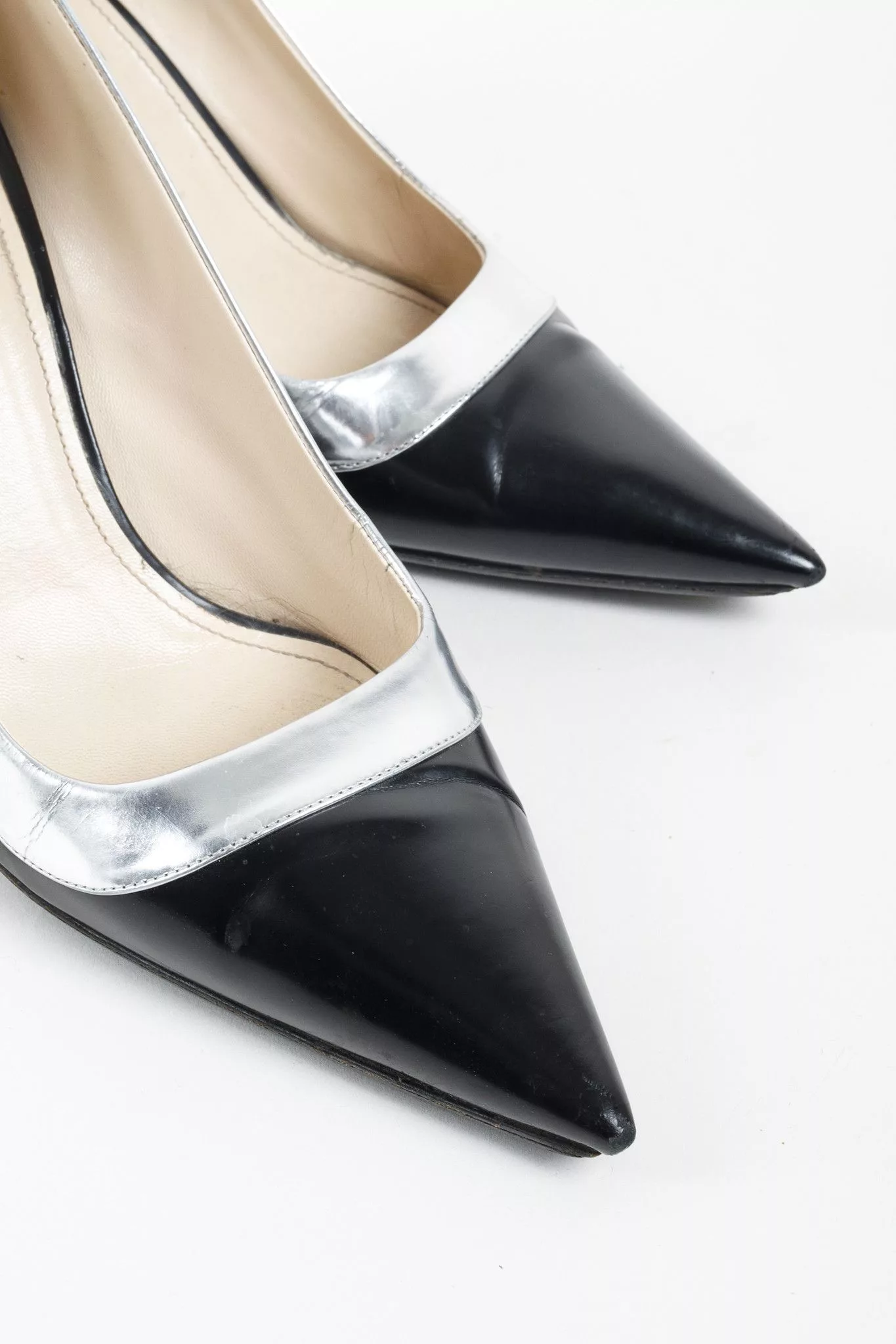 Prada Heels Prada Metallic Rim Point Toe Stiletto Heels Black