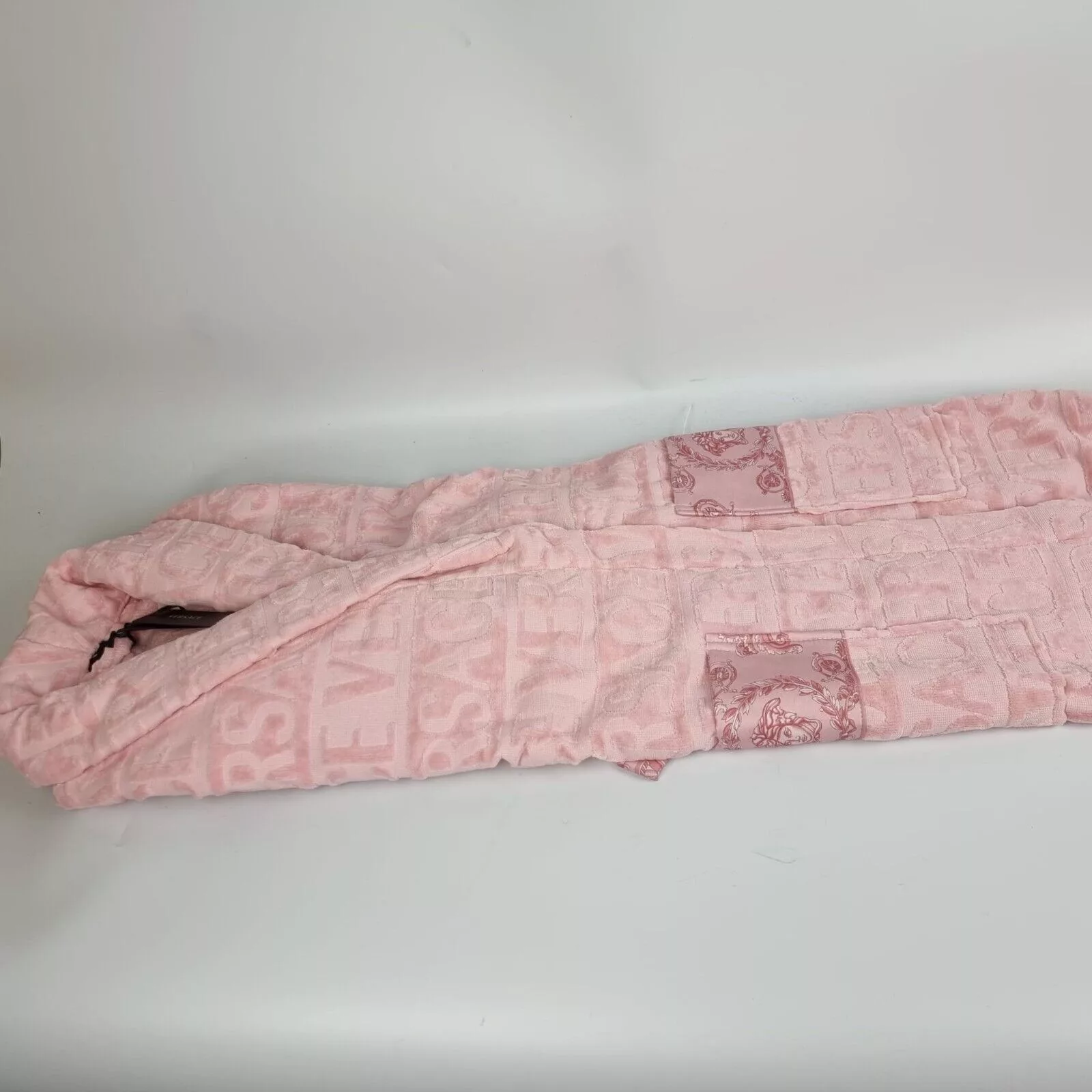 Versace Light Jackets Versace Baroque Print Light Pink Long Bathrobe New S