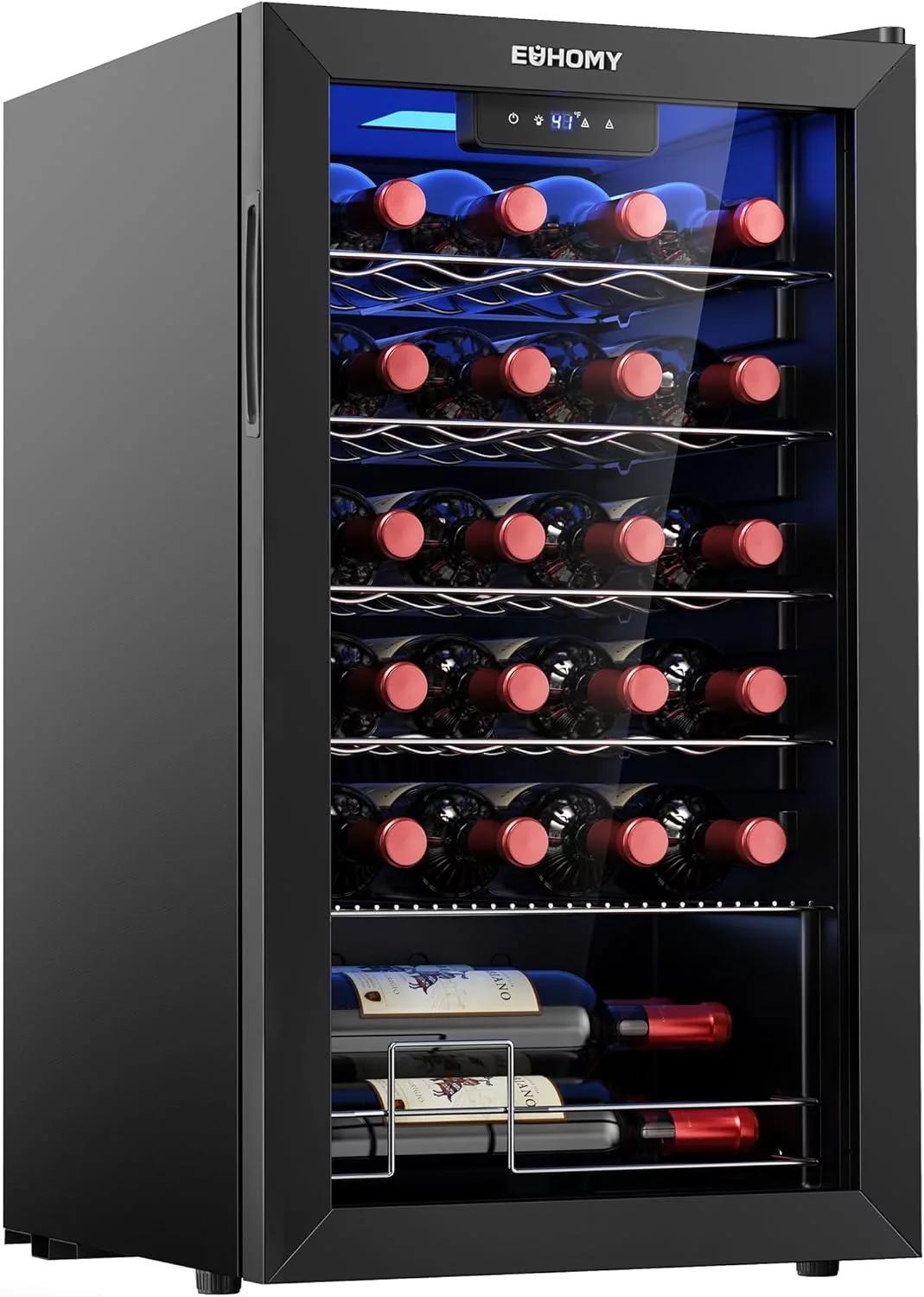 EUHOMY 25 Bottle Wine Cooler Refrigerator Freestanding Compressor with Digital Control
