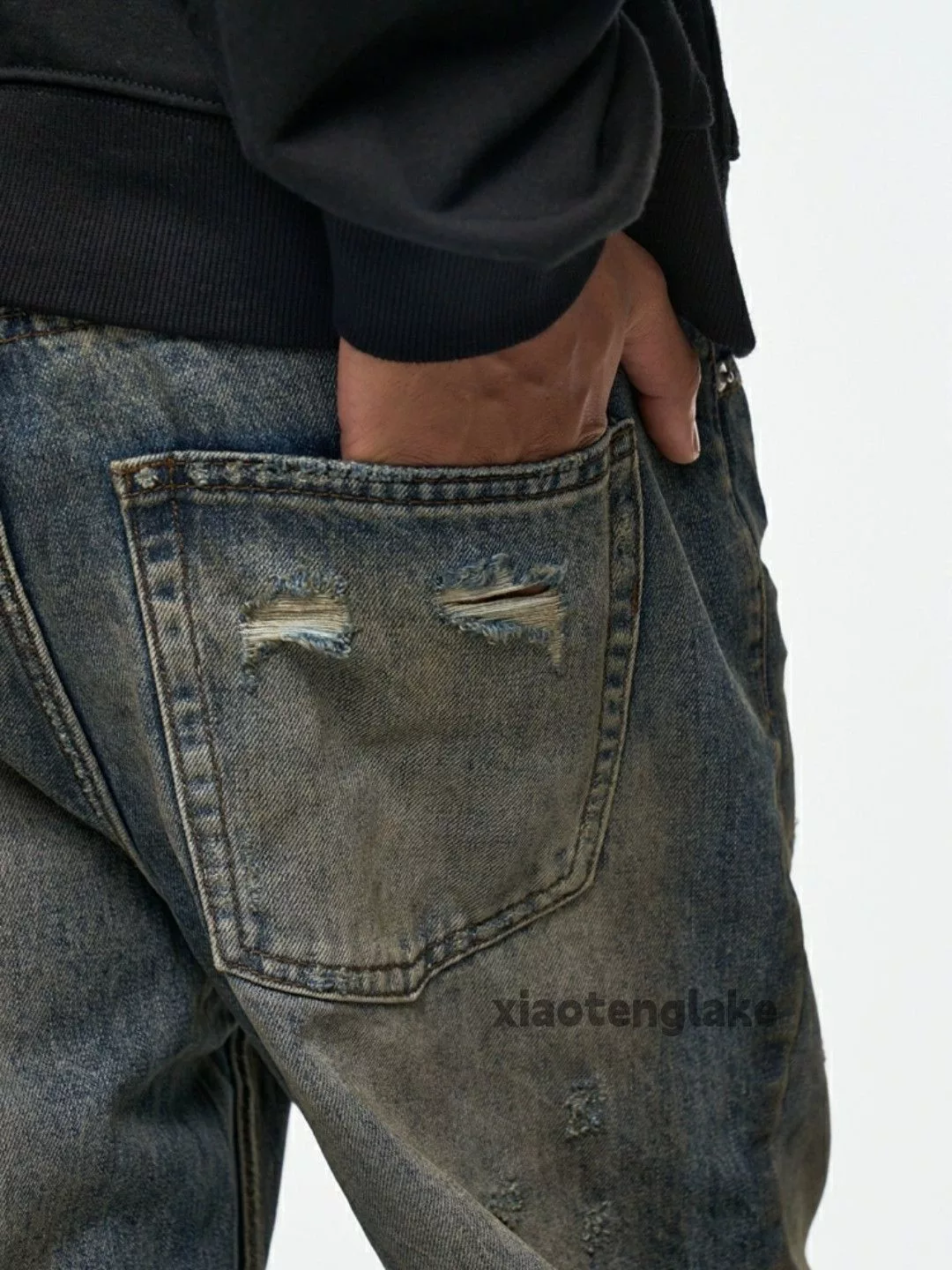 Jean Denim Jean × Vintage washed faded yuppie ripped rusty stain grunge jeans Blue