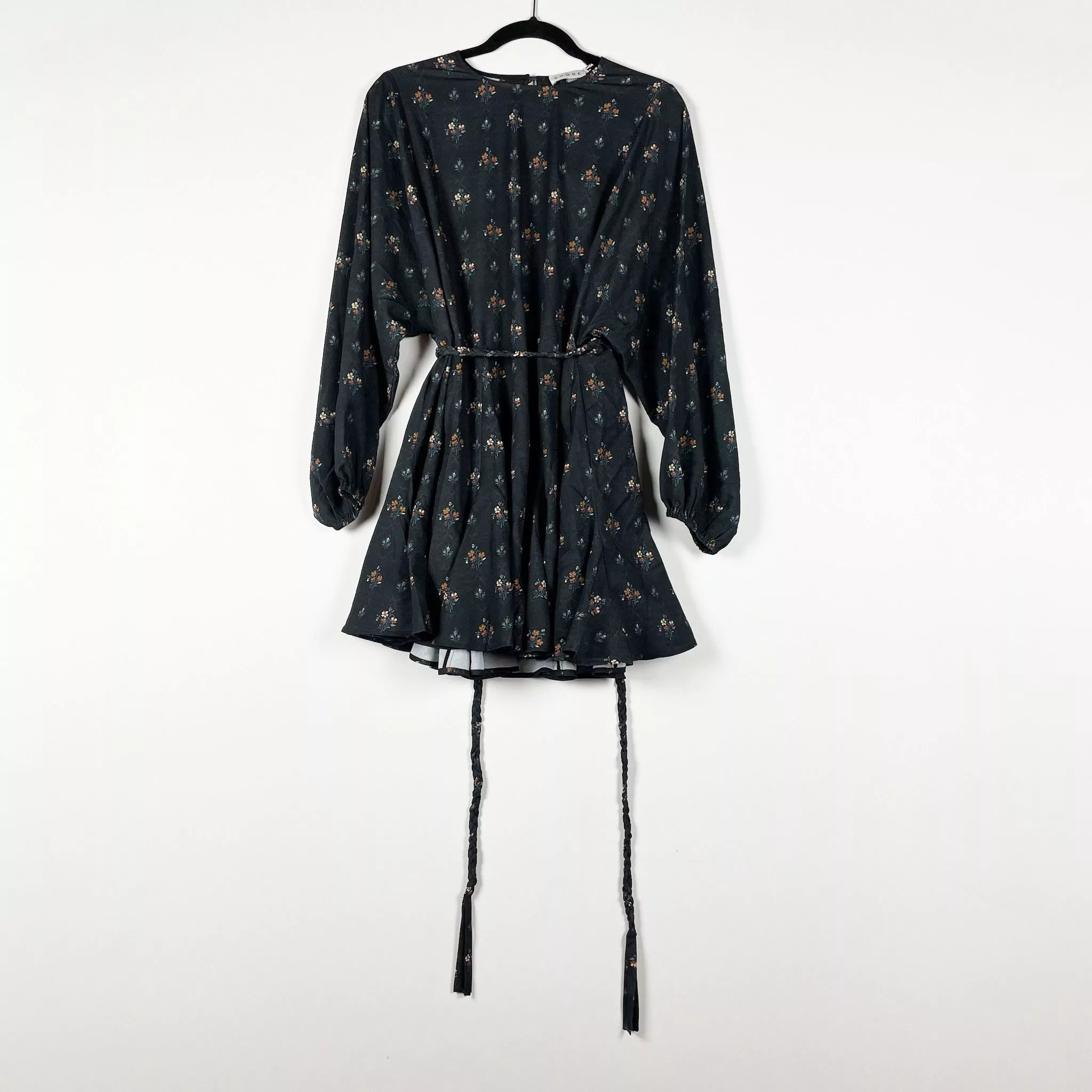 RHODE Mini Dresses NEW Rhode Ella Belted Waist Long Sleeve Black