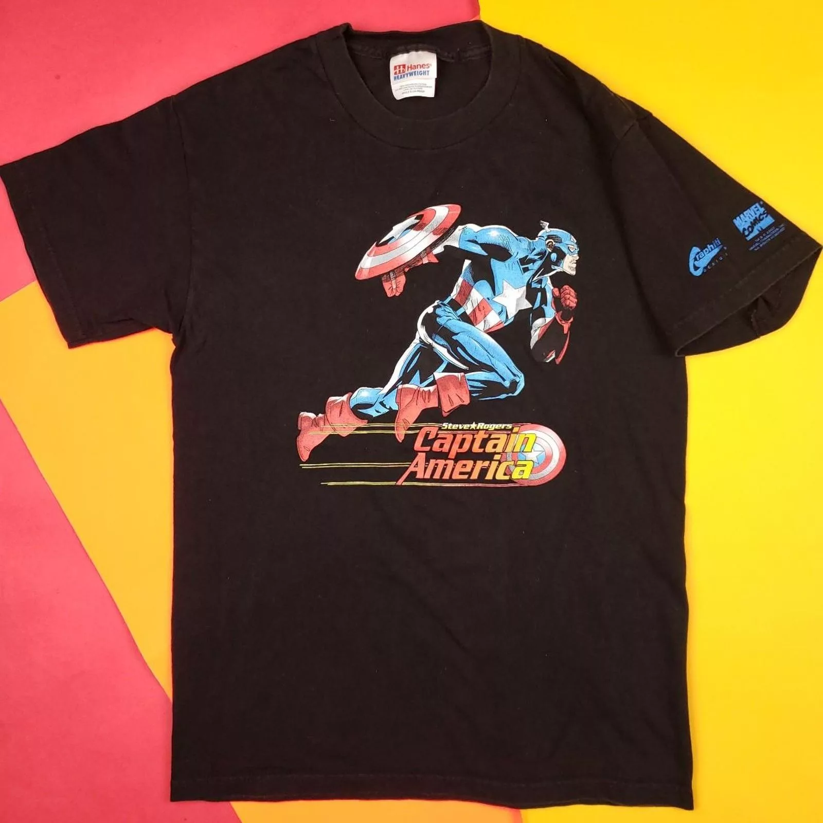 Marvel Comics Short Sleeve T Shirts Marvel Comics Vintage Dead Stock Marvel Captain America T Shirt Black