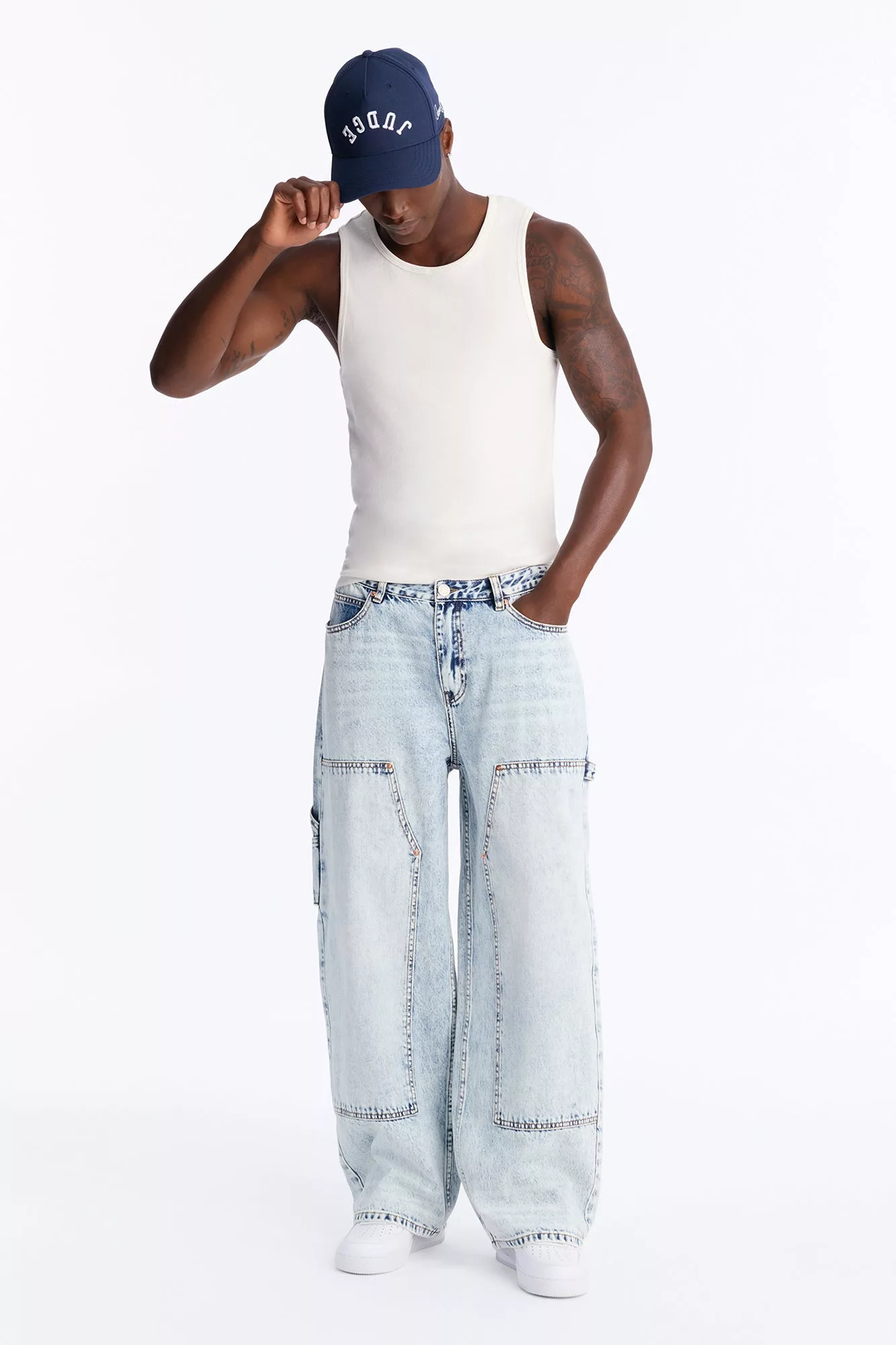 Baggy Double Knee Jean - Light Blue Wash