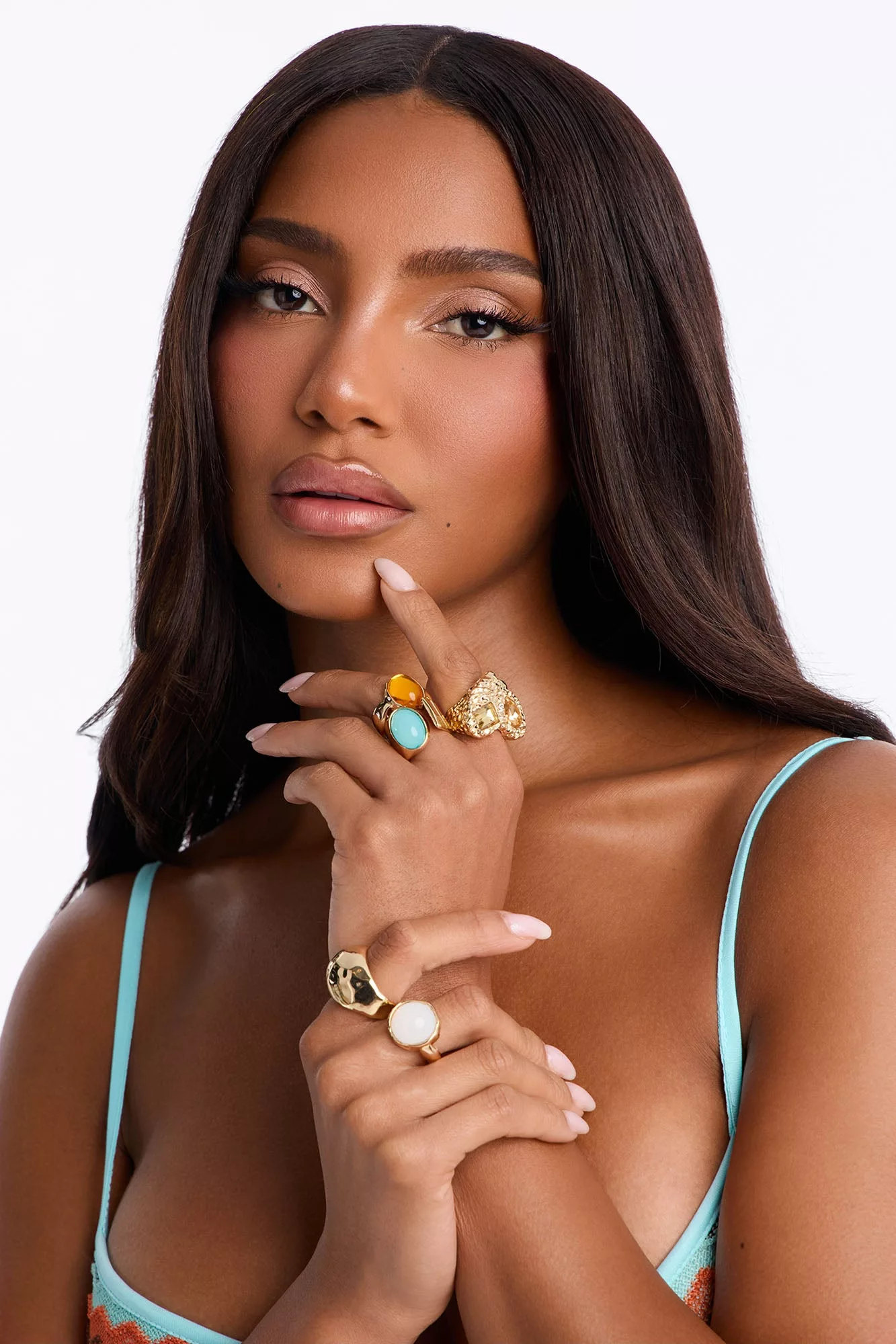 Treasure My Love 5 Piece Ring Set - Gold/Multi