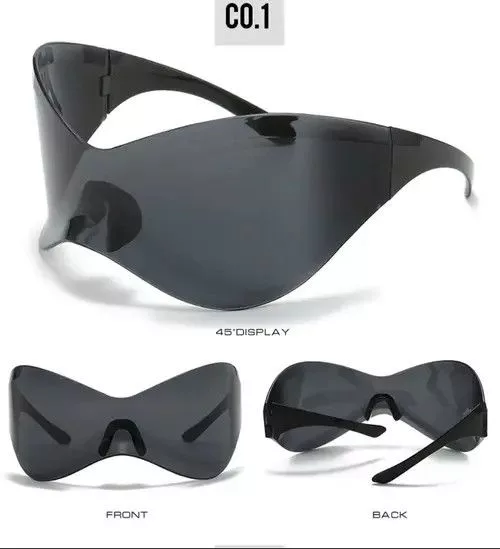Electric Visual Glasses Electric Visual Black Color Oversized Punk Y2K Sunglasses Goggle styles Streetwear