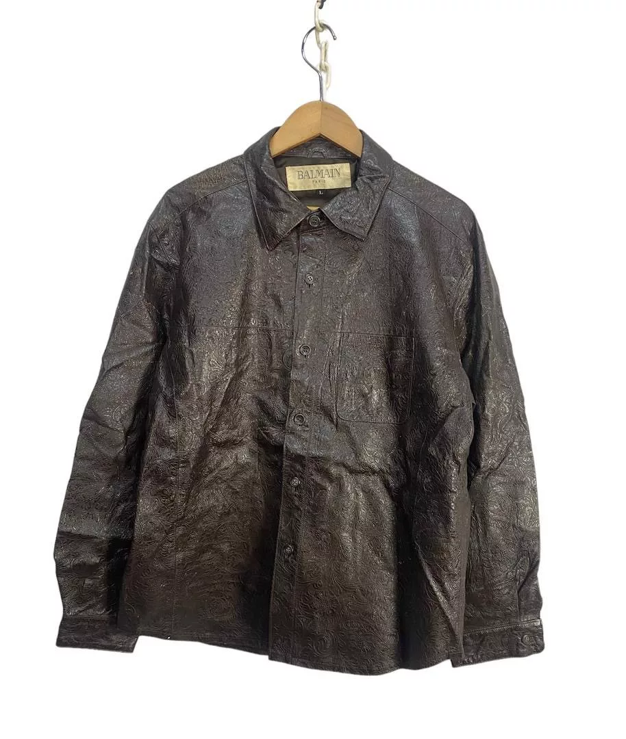 Designer Leather Jackets Designer × Leather × Vintage 🔥best price 🔥Vintage Balmain button up leather jacket Multi