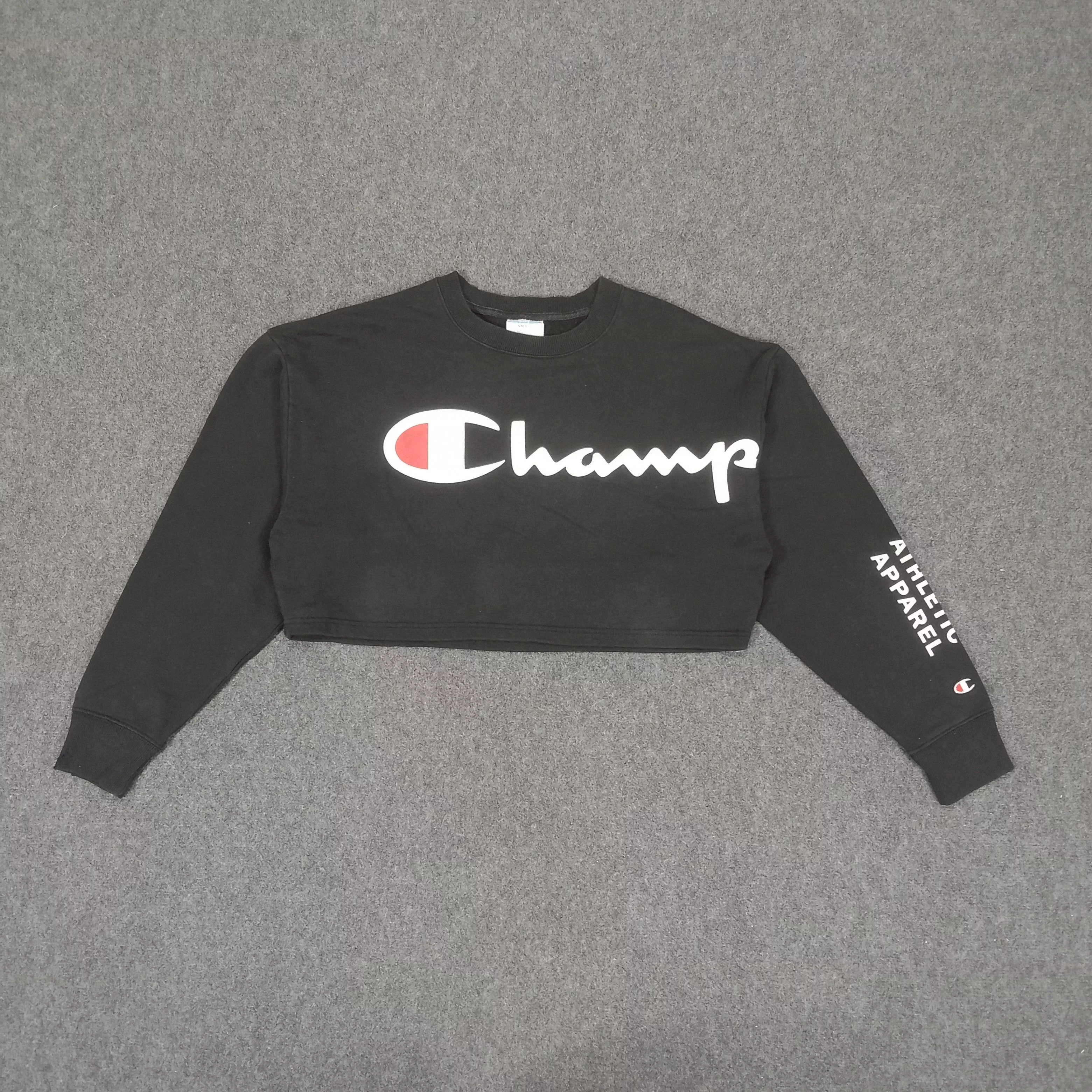 Champion Sweatshirts Champion × Vintage Champion American Style Rare Woman's Crop Sweatshirt Black