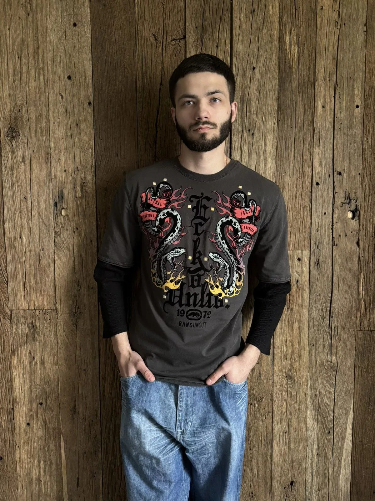 Ecko Unltd. Long Sleeve T Shirts Ecko Unltd. × Vintage Vintage Y2K Ecko Unltd. Raglan Shirt Multi