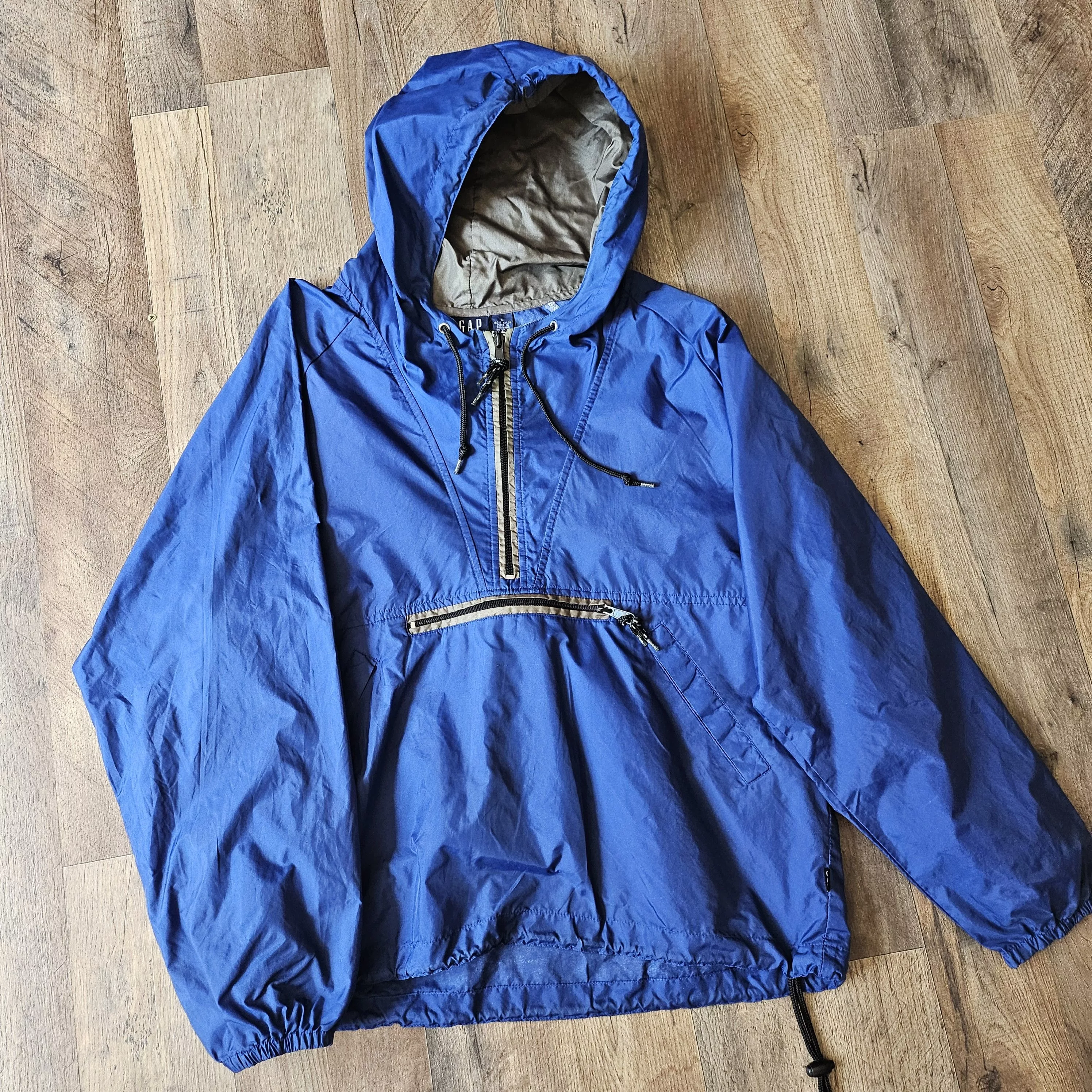 Gap Light Jackets Gap × Vintage VTG 90s Gap 1/4 Zip Hooded Windbreaker Jacket Blue
