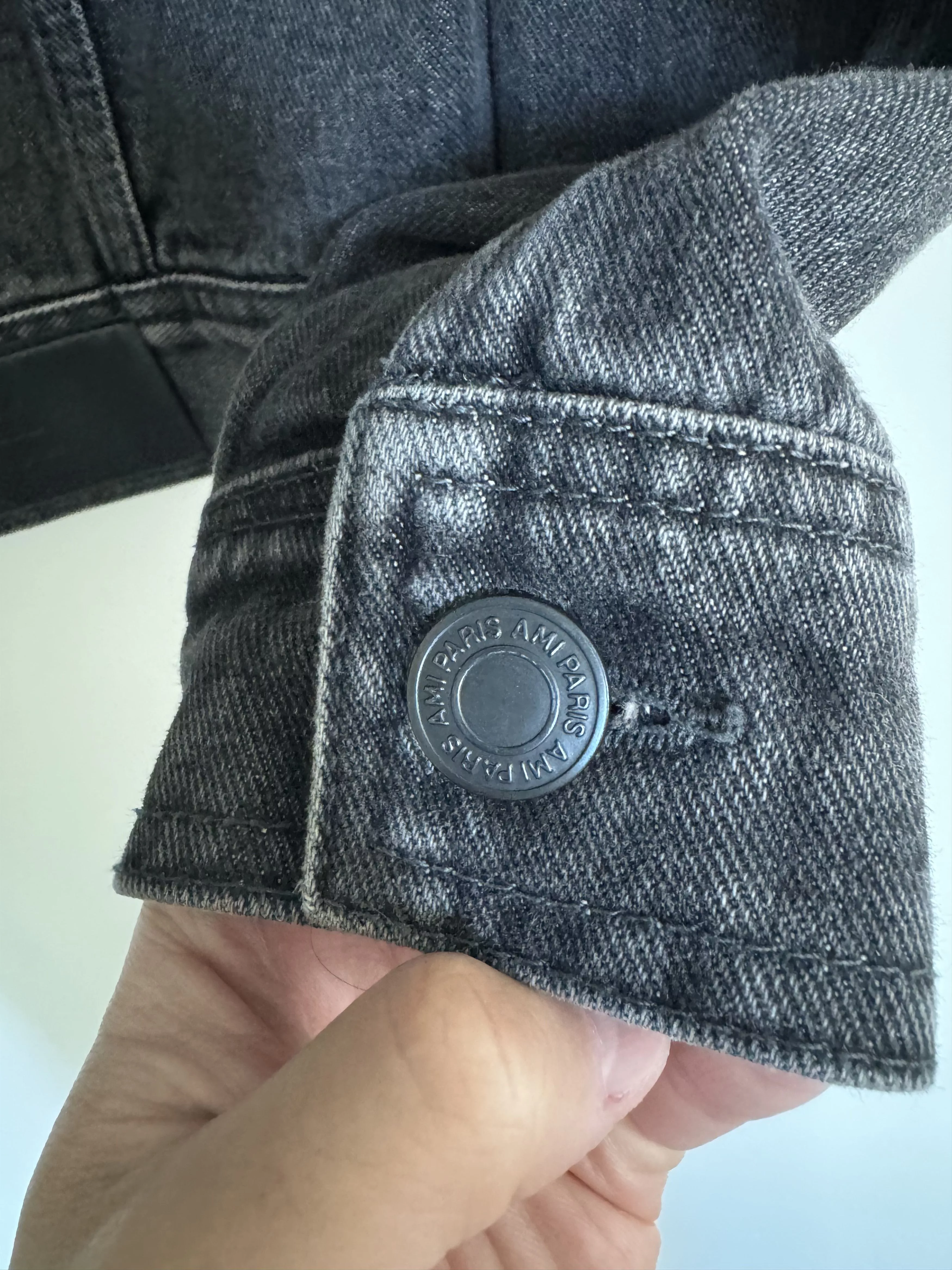 AMI Denim Jackets AMI Button-Up Denim Jacket Gray