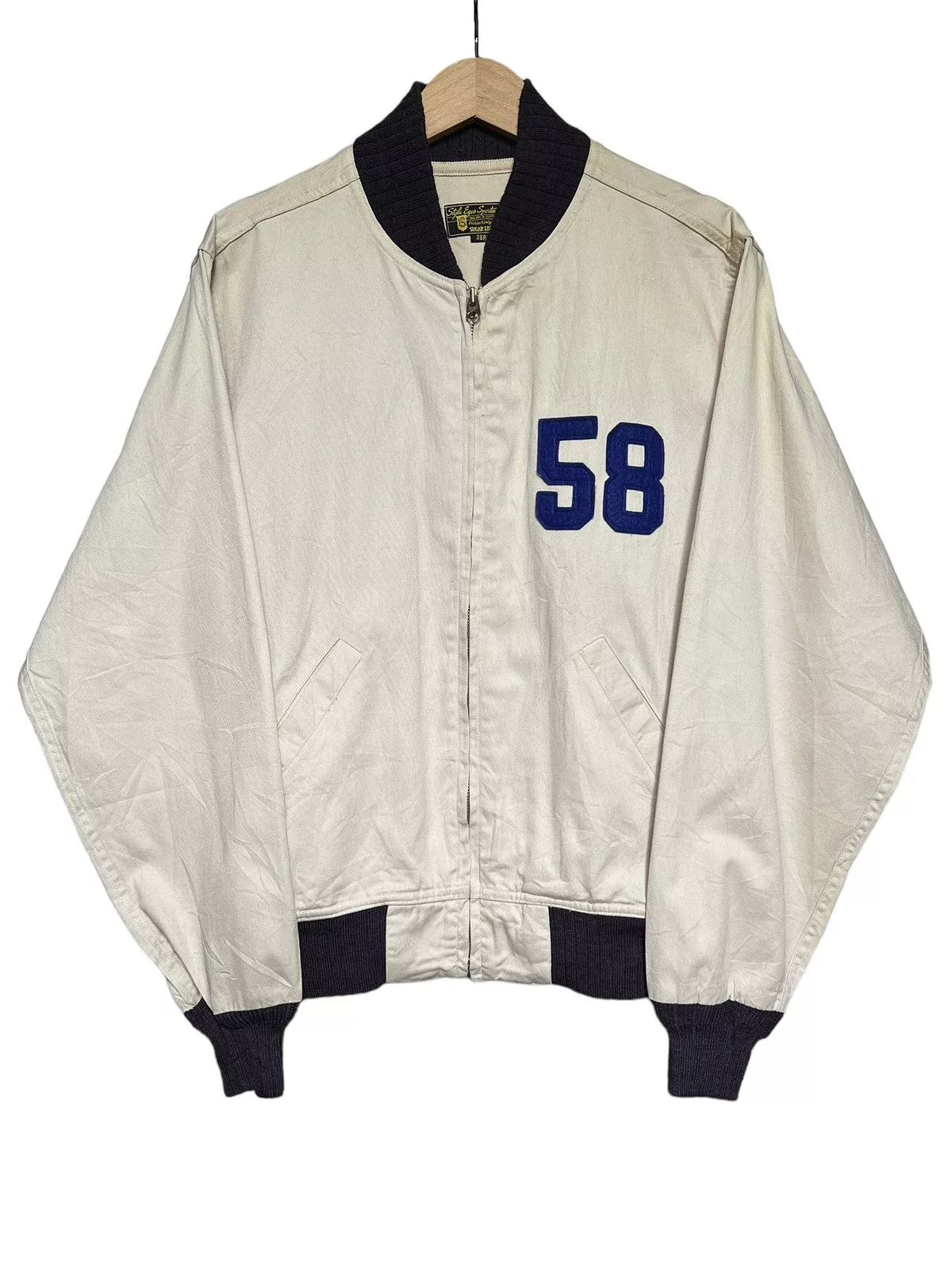 Sugar Cane Light Jackets Sugar Cane × Toyo Enterprises × Vintage 1980 Style Eyes By Sugar Cane Zipper Cotton Bomber Jacket Beige
