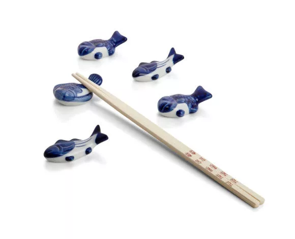 Blue Fish Chopstick Rests 5/pc
