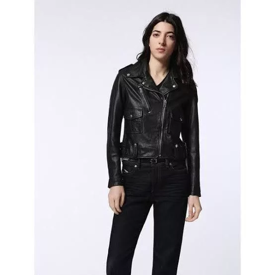 Diesel Leather Jackets Diesel L-ARA-A leather jacket Blue
