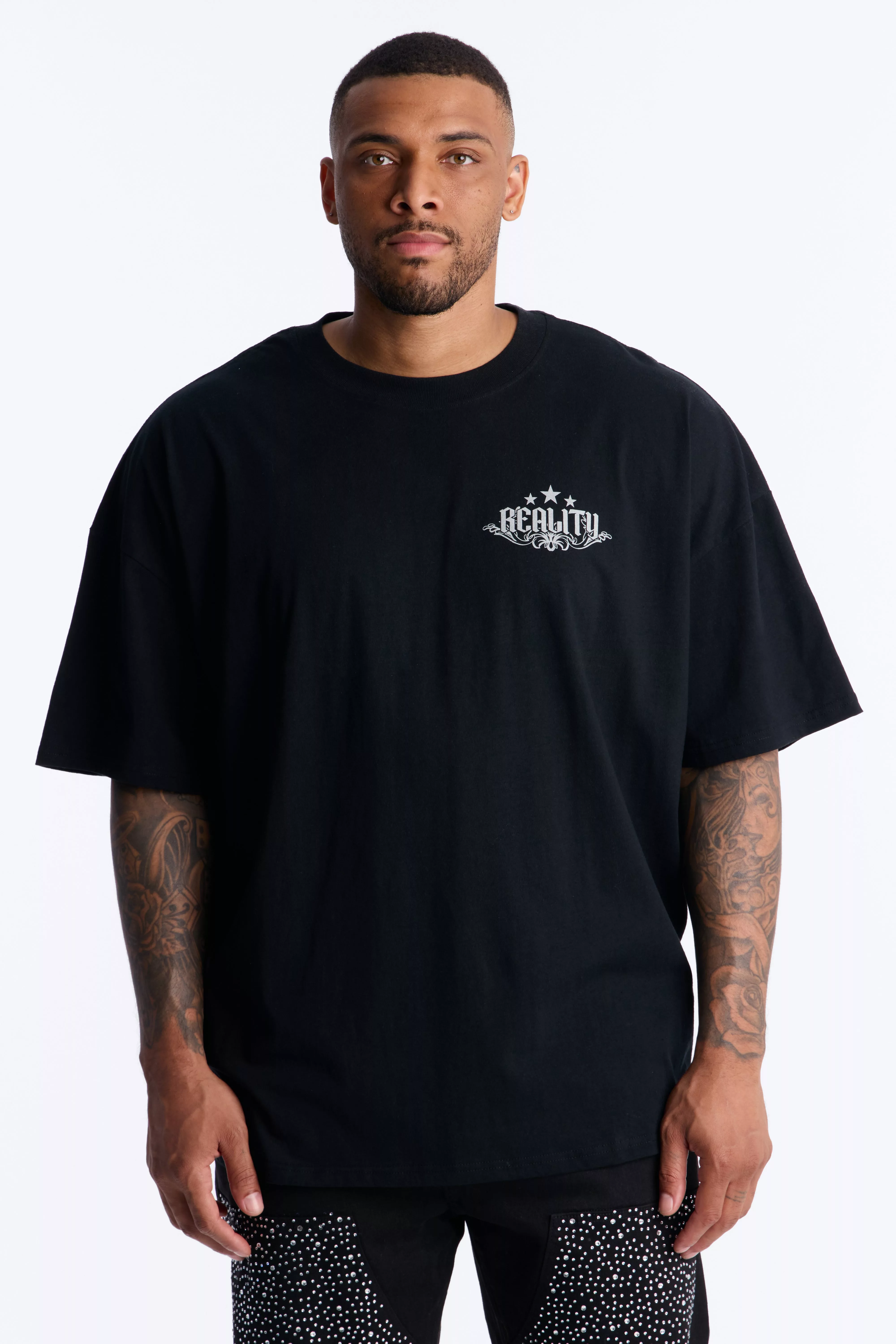 Reality Star Oversized Short Sleeve Tee - Black