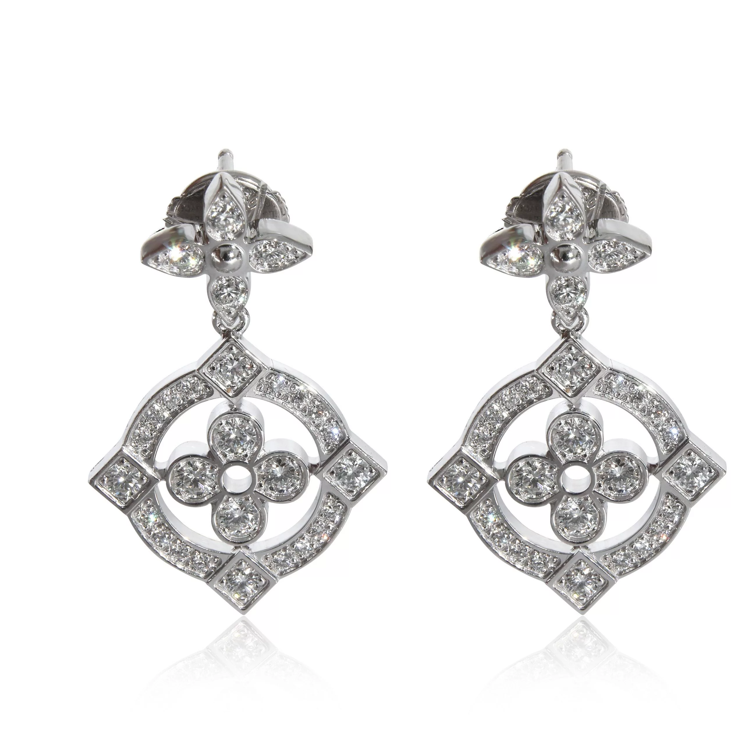 Louis Vuitton Rings Louis Vuitton Dentelle Earrings in 18K White Gold 0.80 Ctw