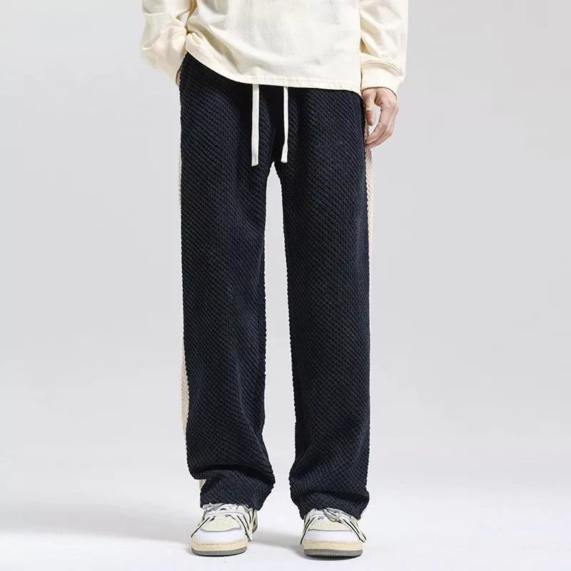 Designer Sweatpants Joggers Designer × Japanese Brand Pineapple Texture Elastic Waist Sweat Pants Black Streetwear