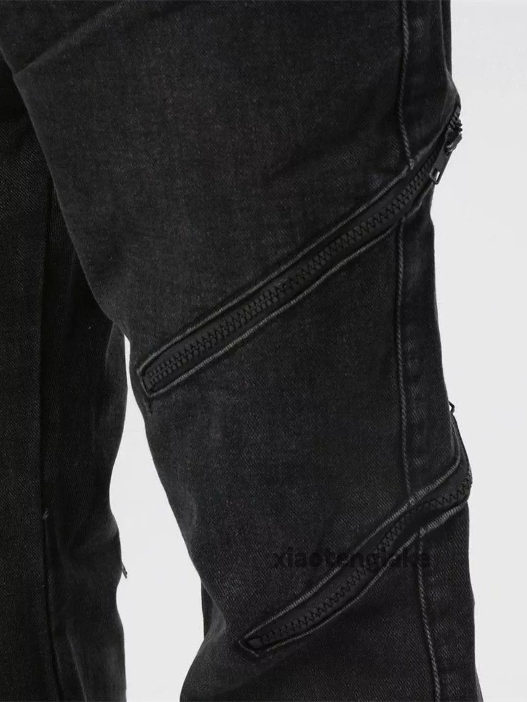 Designer Casual Pants Designer × Japanese Brand × Vintage washed faded zipper punk grunge bootcut jeans Black