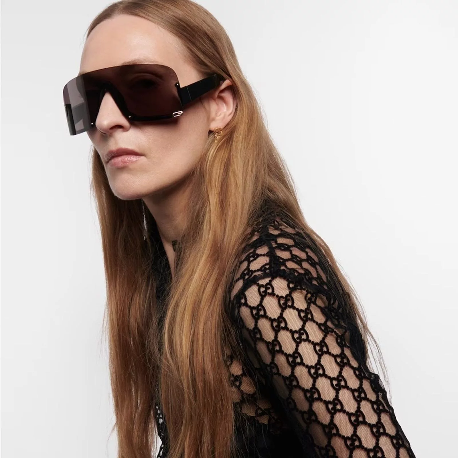Gucci Sunglasses NEW GUCCI GG1637S 003 Black/Grey Unisex Shield Sunglasses