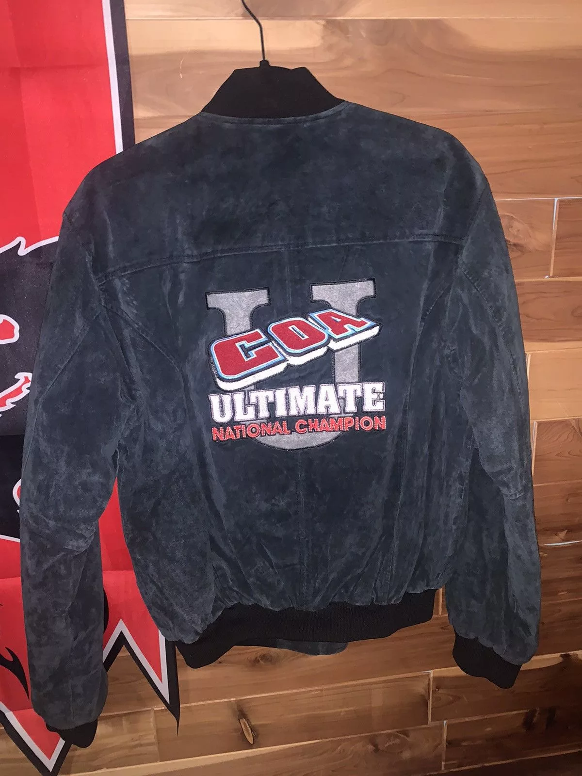 Vintage Bombers Vintage COA Suede Bomber Jacket Black