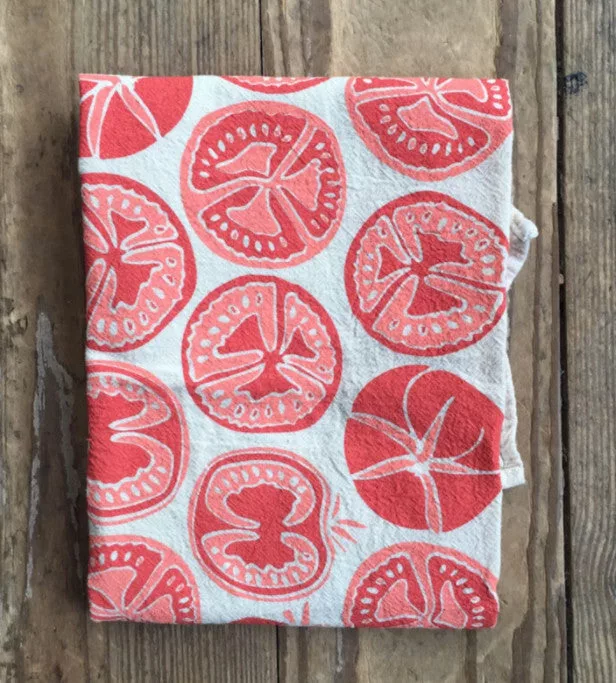 Tomato Flower Sack Tea Towel