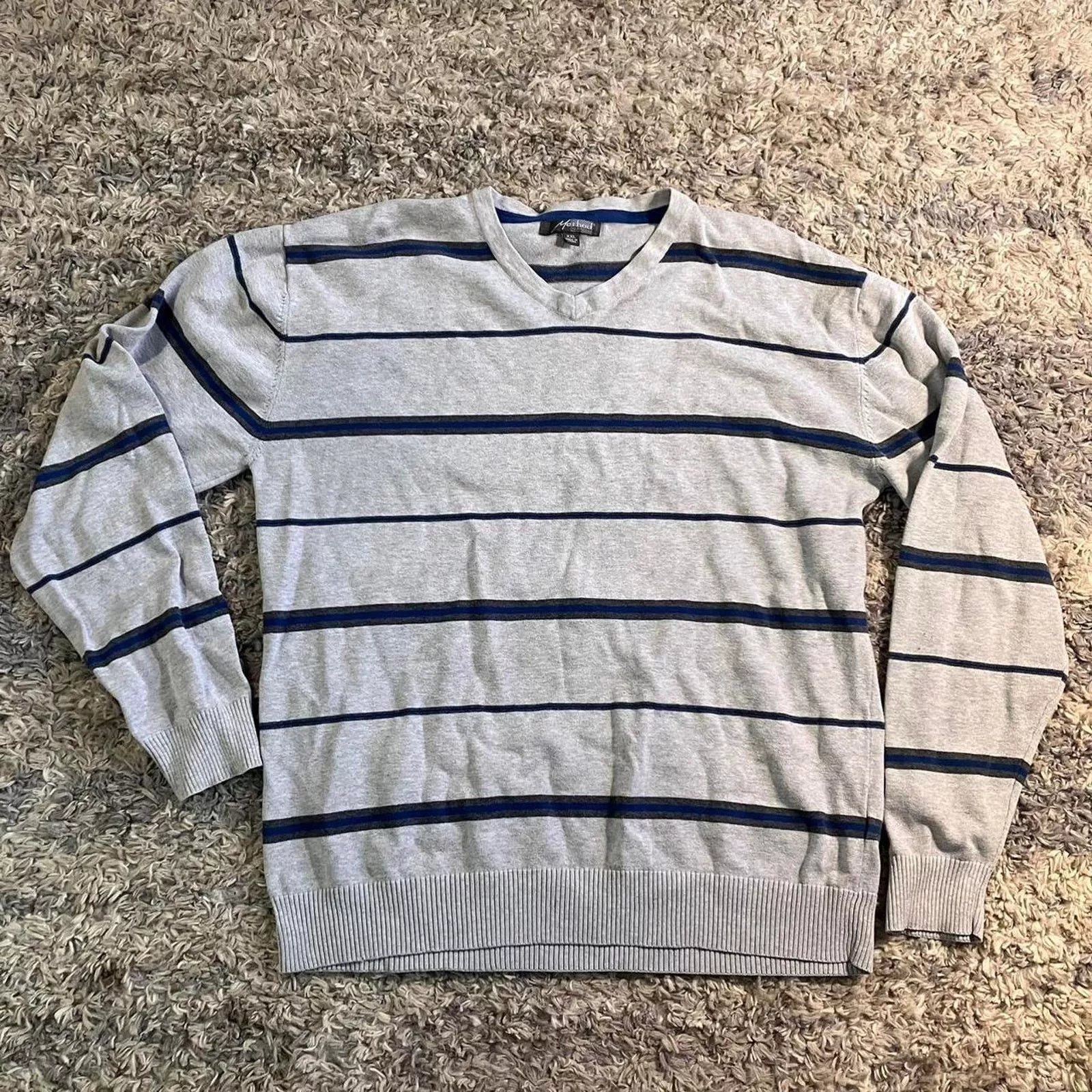 Method Sweaters Knitwear Method Striped Crewneck Pullover Sweater Gray