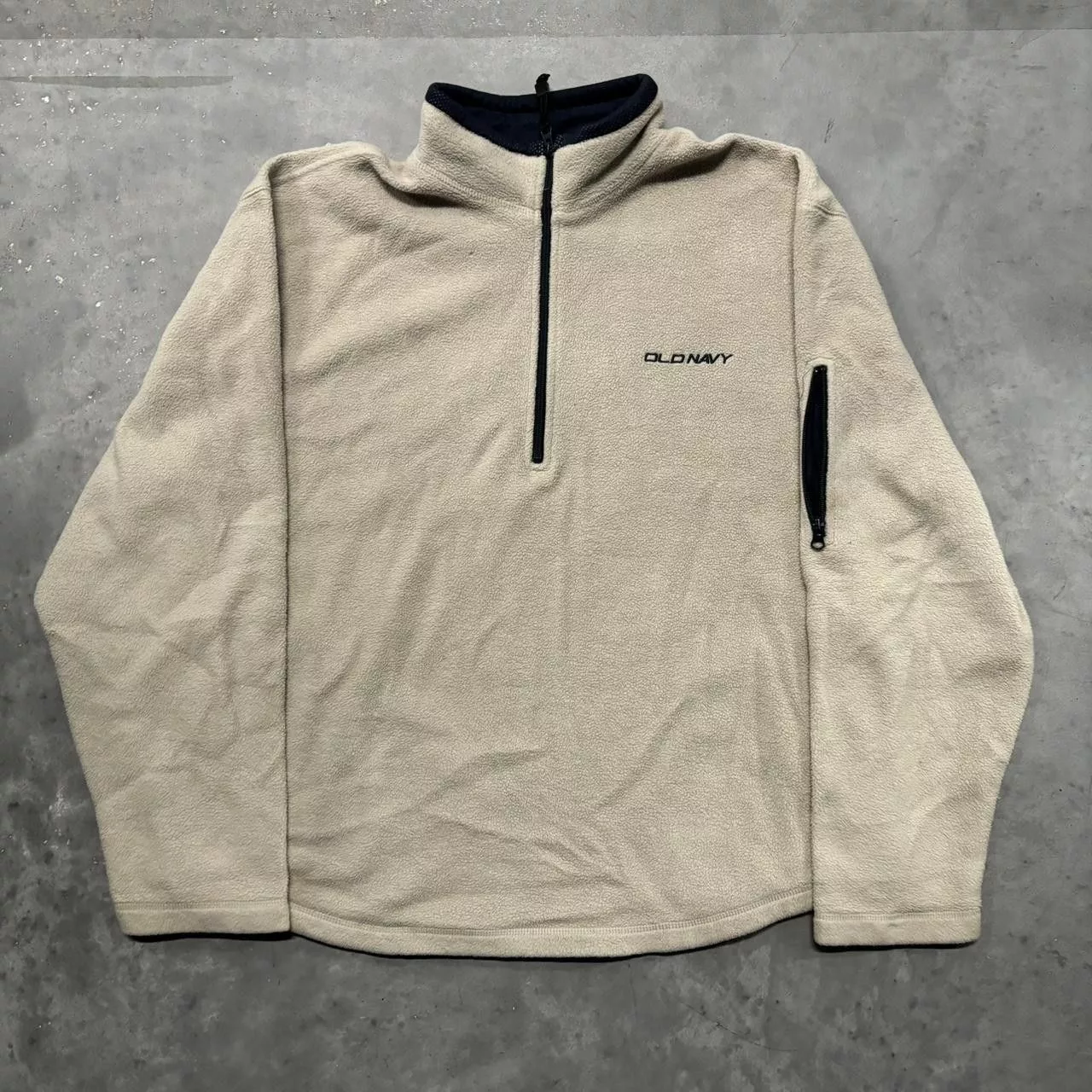Old Navy Sweatshirts Hoodies Old Navy × Vintage Crazy Vintage Y2K/2000s Oatmeal Old Navy Gorpcore Quarter Zip Fleece Essential Sweatshirt! White Streetwear