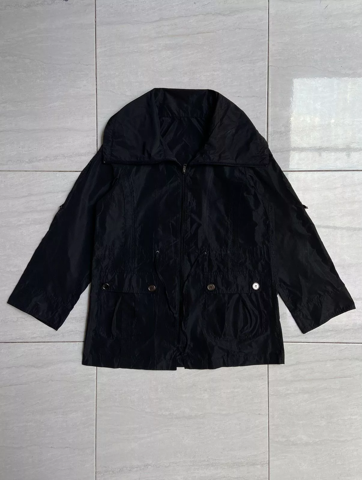 Issey Miyake Light Jackets Issey Miyake SPECCHIO Black Zipper Jacket