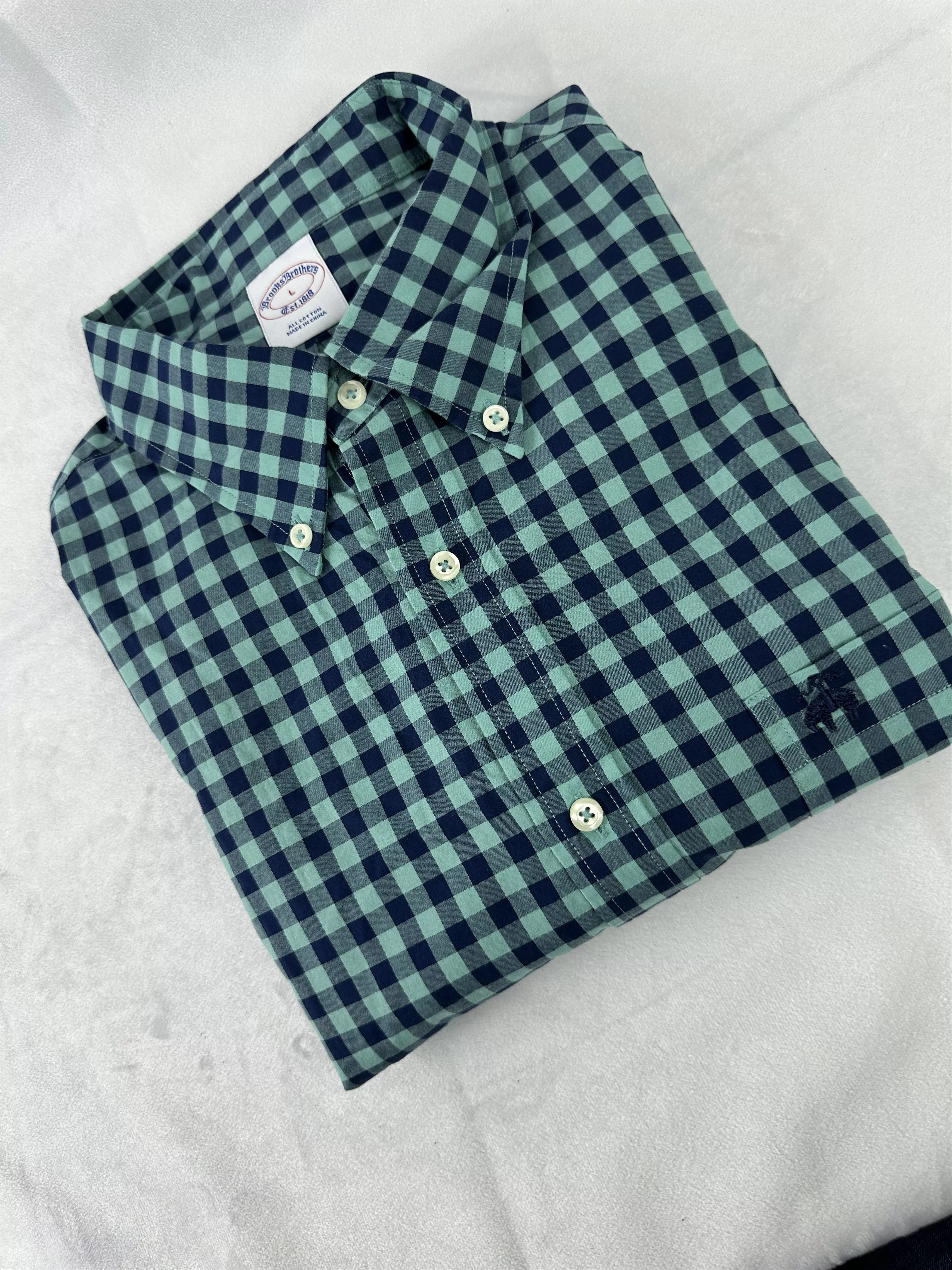 Brooks Brothers Shirts Button Ups Brooks Brothers 1818 Checked Button Down Shirt Lg Blue