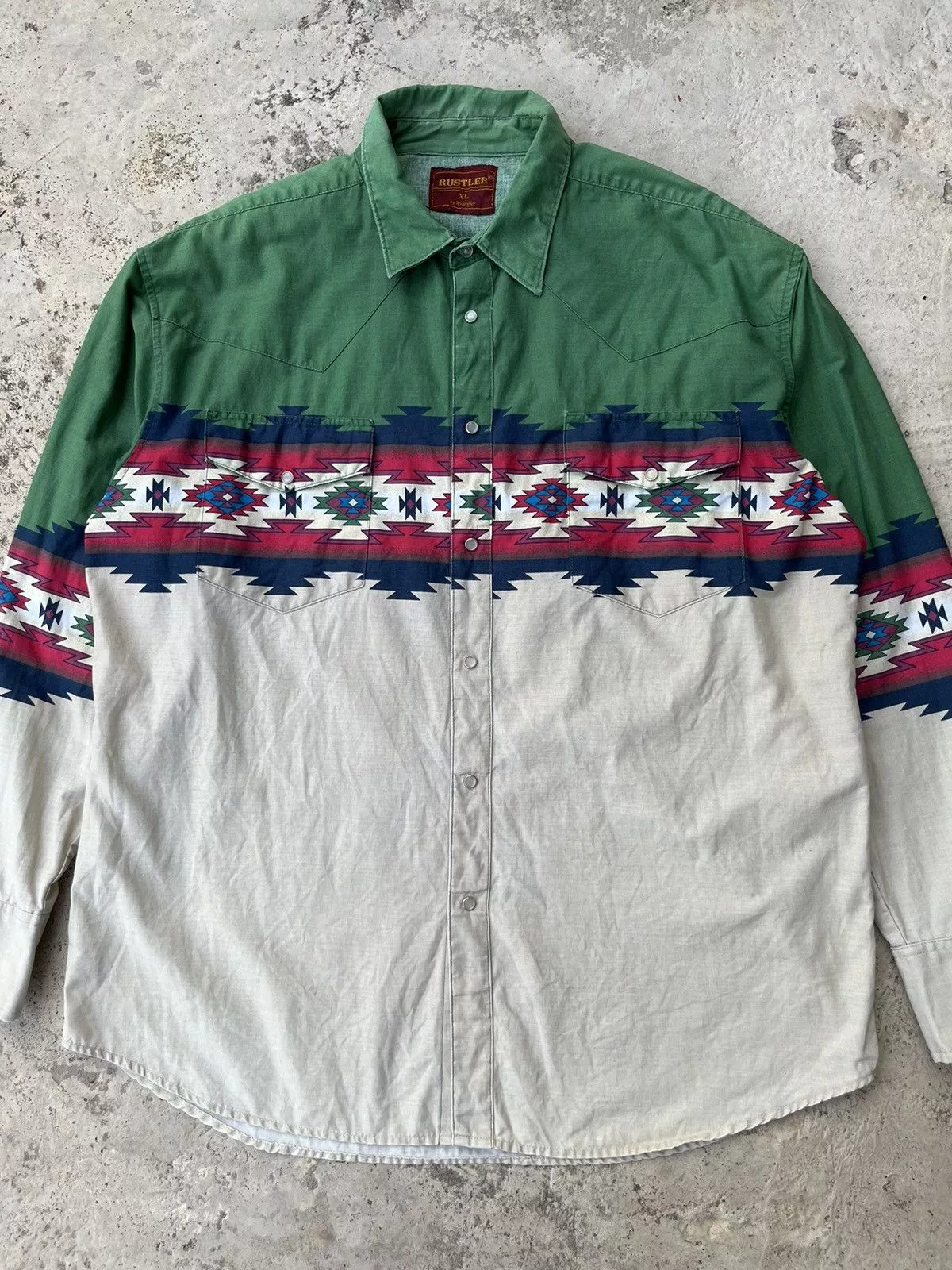 Rustler Shirts Button Ups Rustler × Vintage × Wrangler Vintage 1980s Rustler by Wrangler Shirts Green