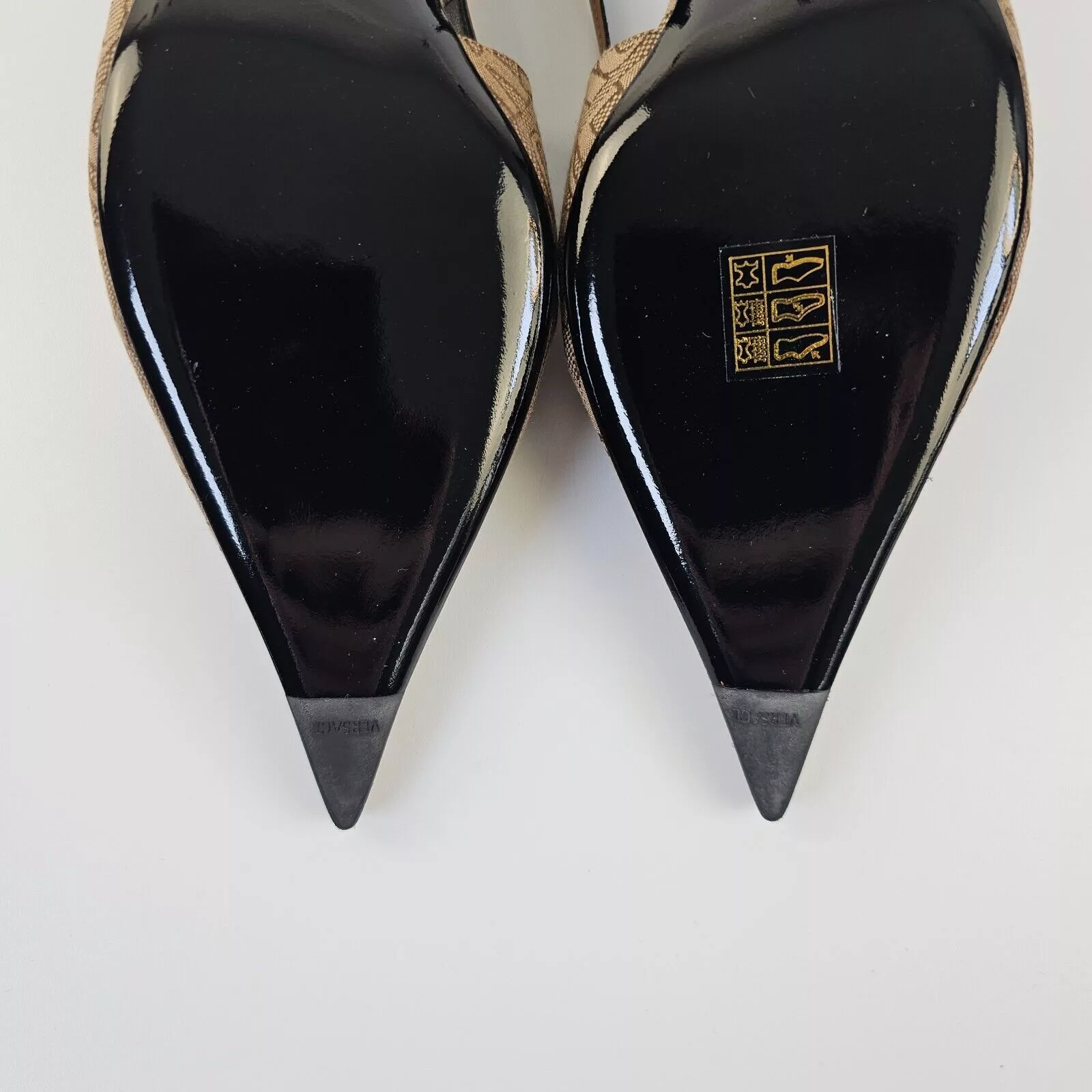 Versace Heels Versace Greca 45mm Beige Slingback Pumps New