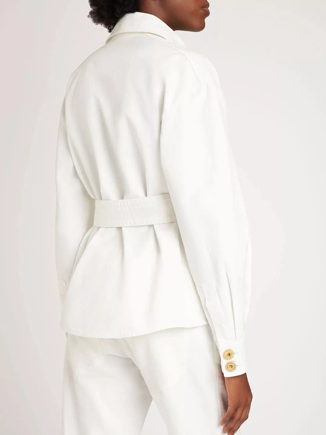 Balmain Blouses Balmain o1w1db10624 Denim Overshirt in White