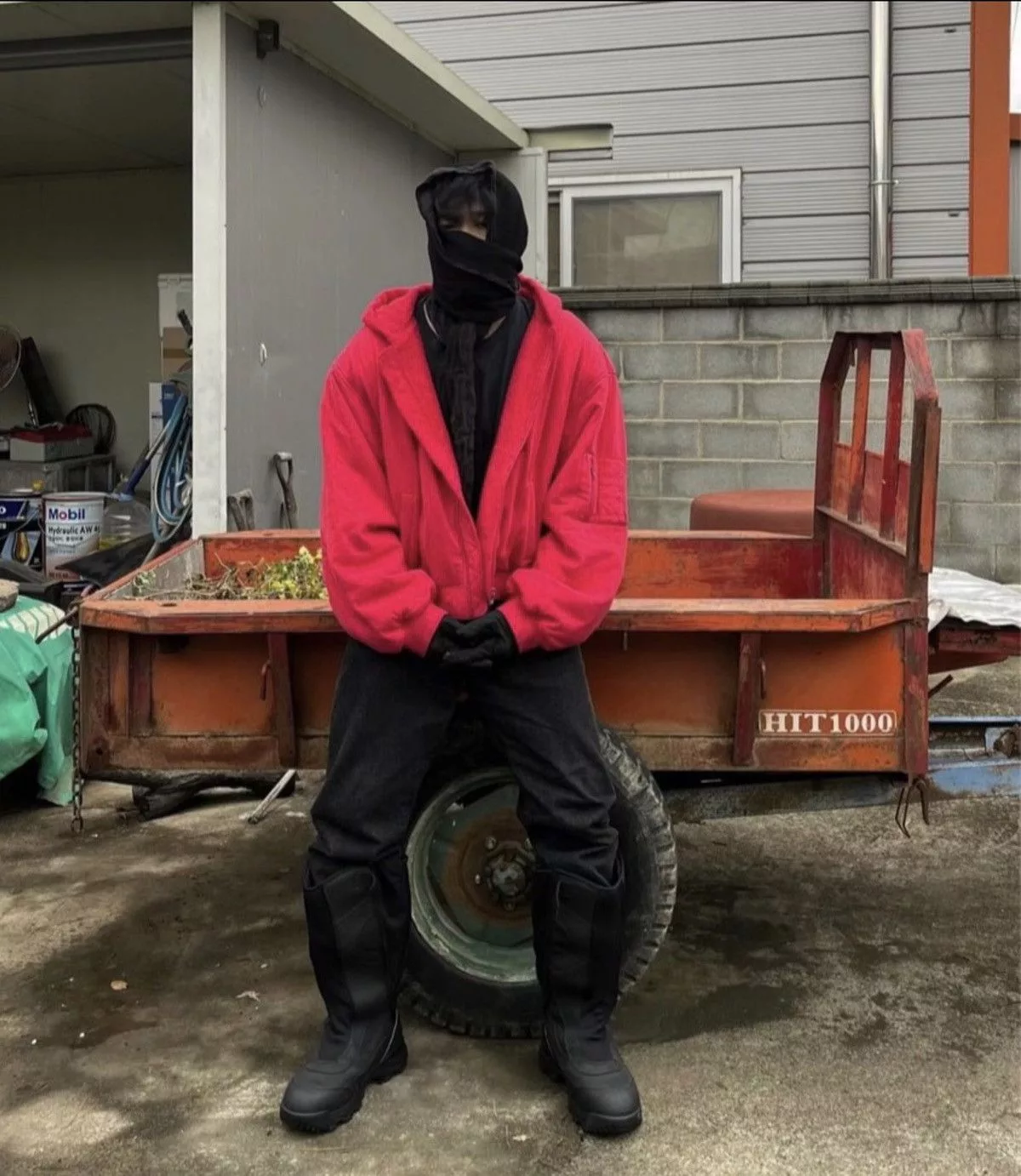 Greg Ross Bombers Greg Ross red towel hoodie oversized bomber
