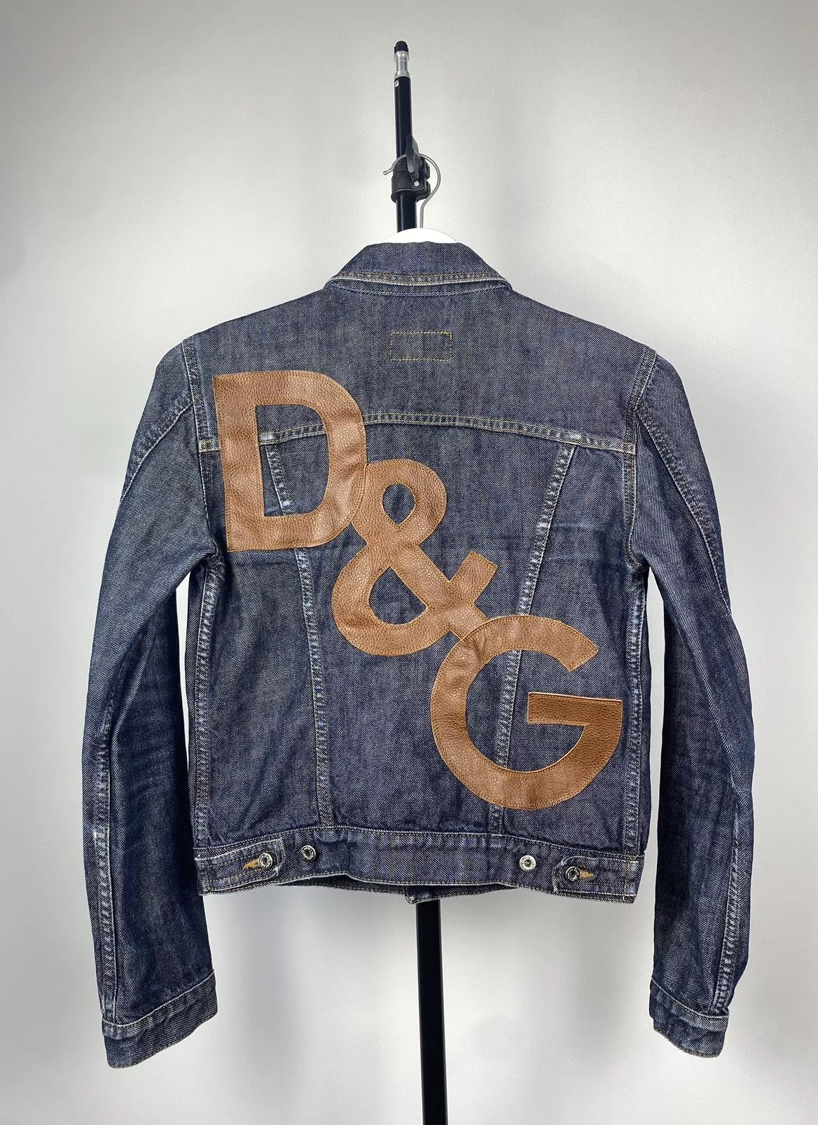 Designer Denim Jackets Designer × Dolce & Gabbana 🔥 Archive Big Leather logo D&G Dolce&Gabbana denim jacket Blue Vintage