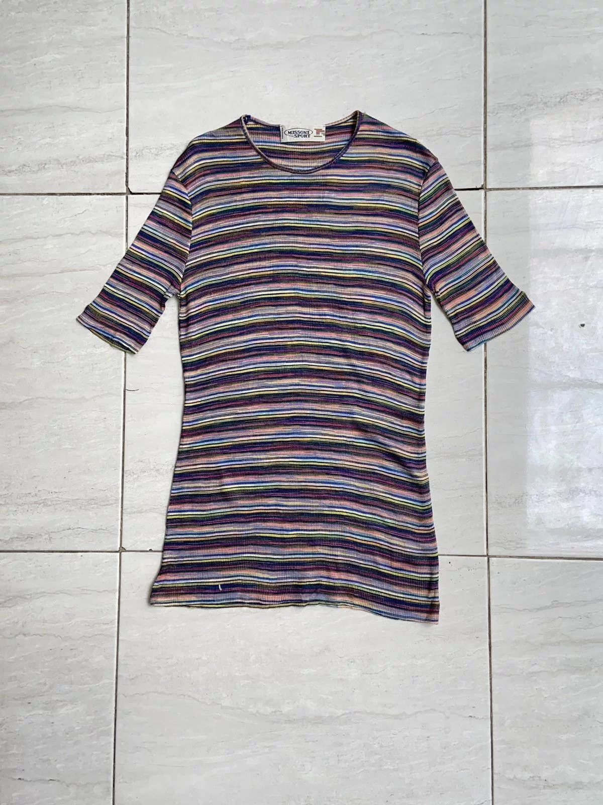 Missoni Short Sleeve T Shirts MISSONI SPORT Striped T-shirt Pink