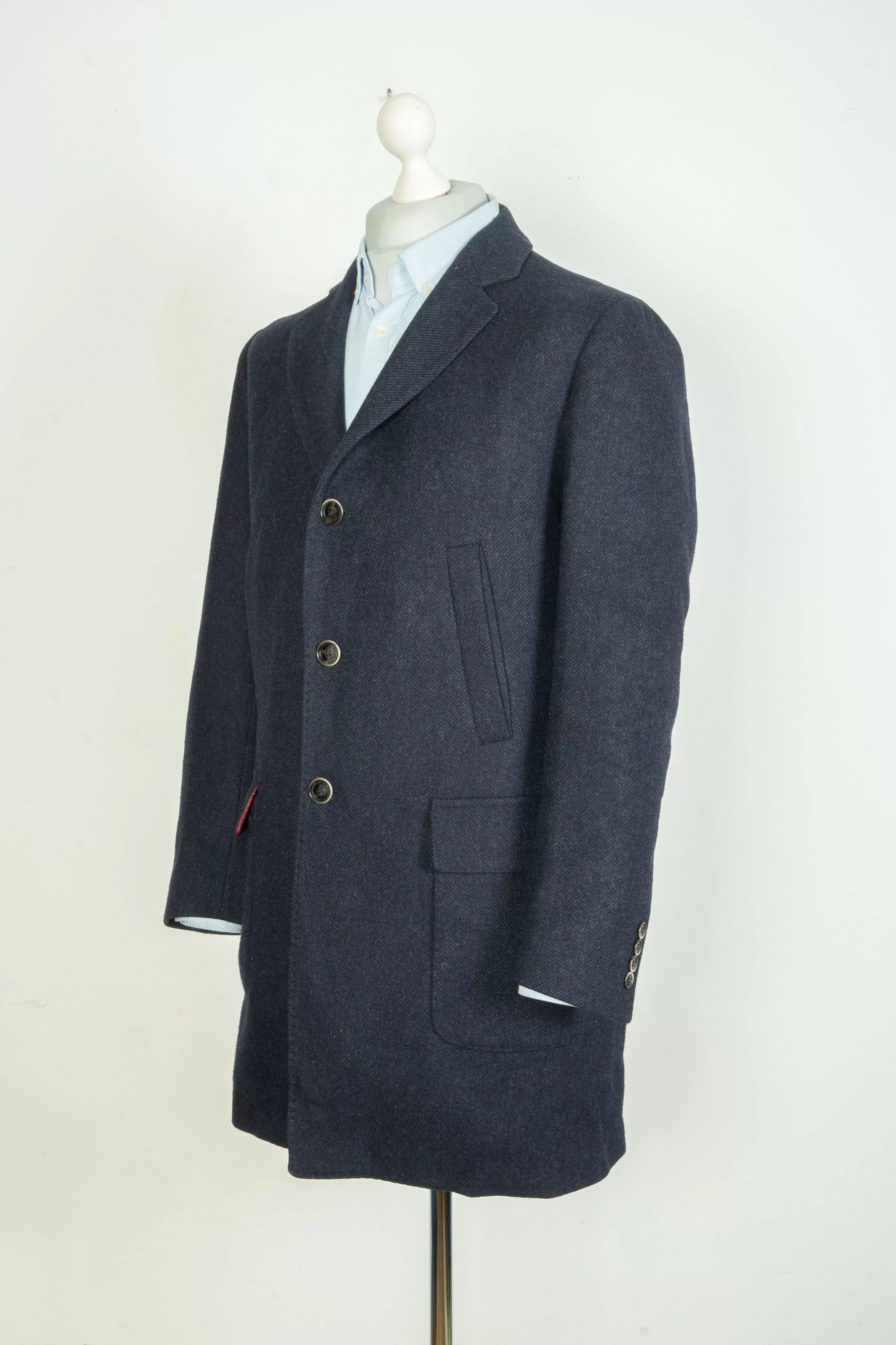 Hackett Heavy Coats Hackett London Wool Navy Blue Coat