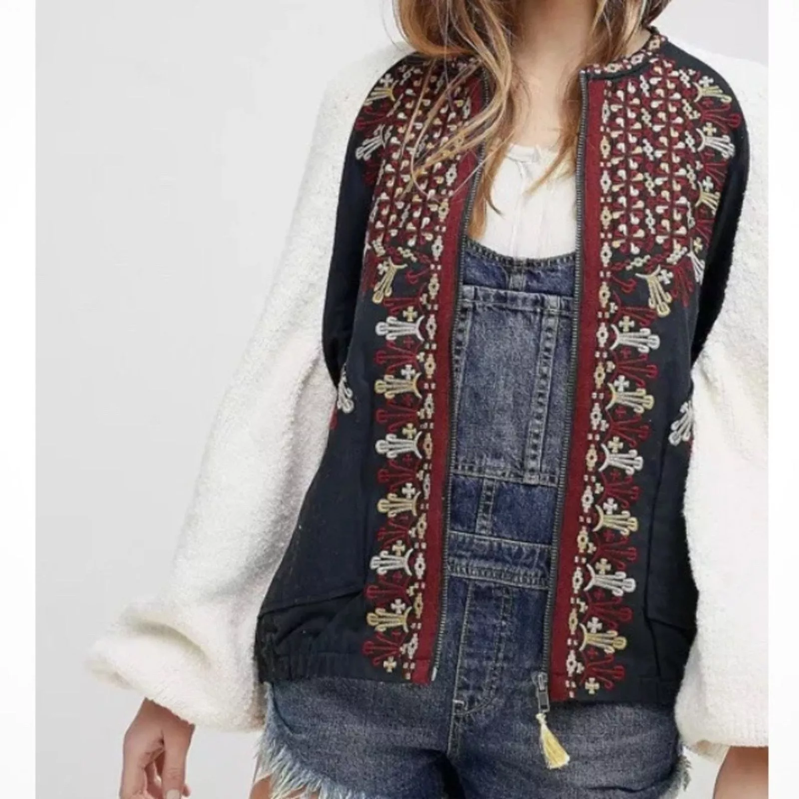 Free People Jackets FREE PEOPLE Two Faced Embroidered Jacket in Small White