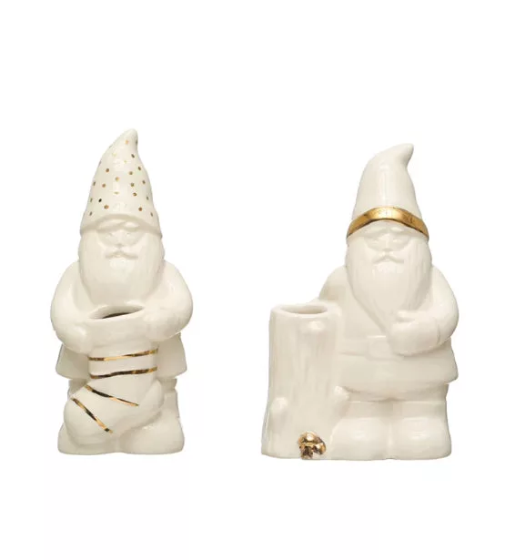 Gnome & Log/Stocking Vase w/ Gold
