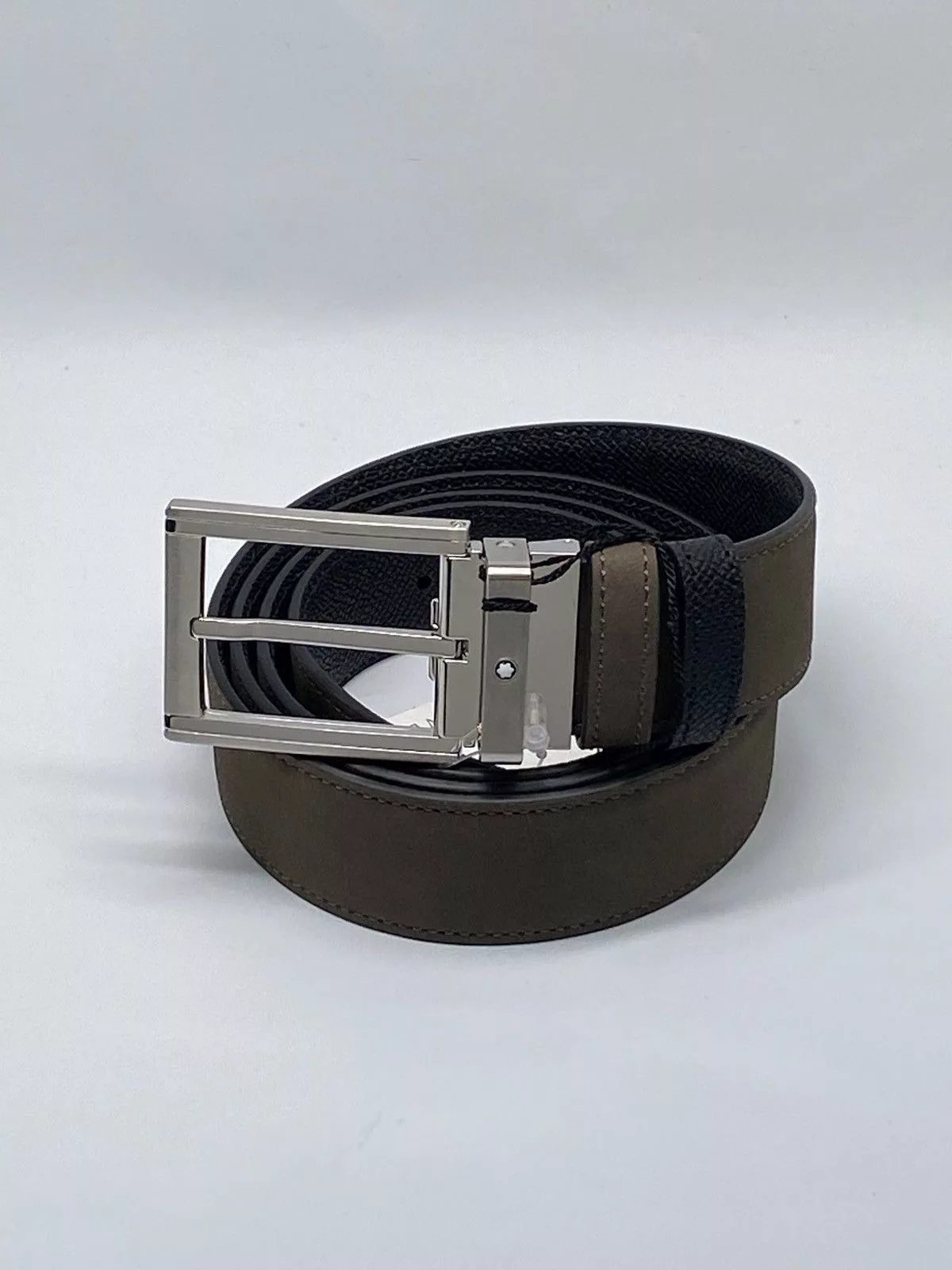 Montblanc Belts Montblanc Trapeze Adjustable & Reversible Leather Belt Gray