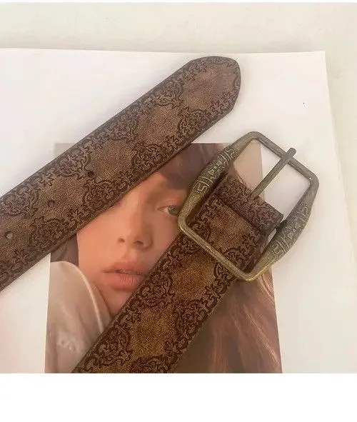 Designer Belts Designer × Japanese Brand Buckle Pin Belt Pu Leather Brown Avant-Garde