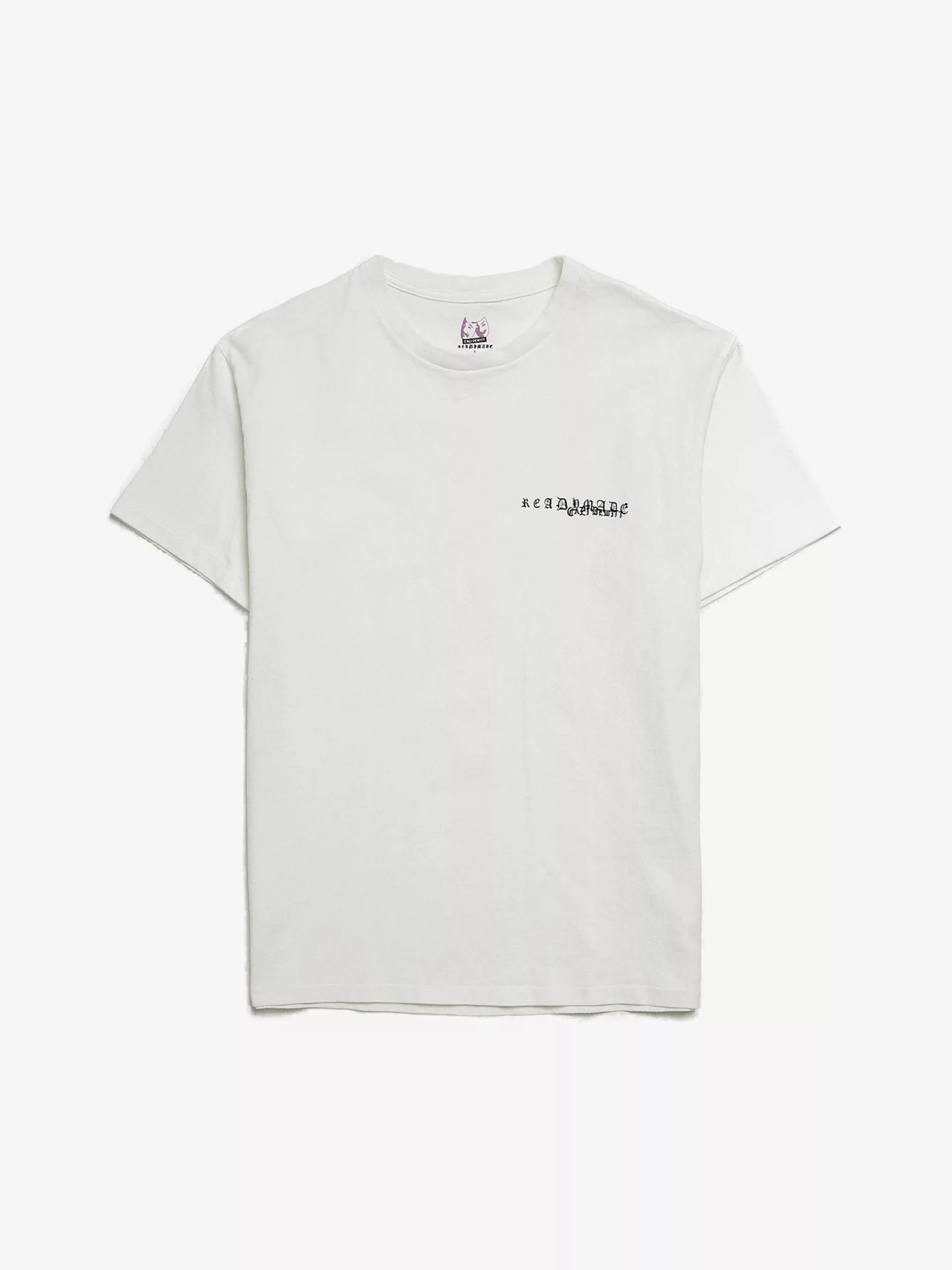 READYMADE Short Sleeve T Shirts READYMADE White Logo Printed Cotton T Shirt