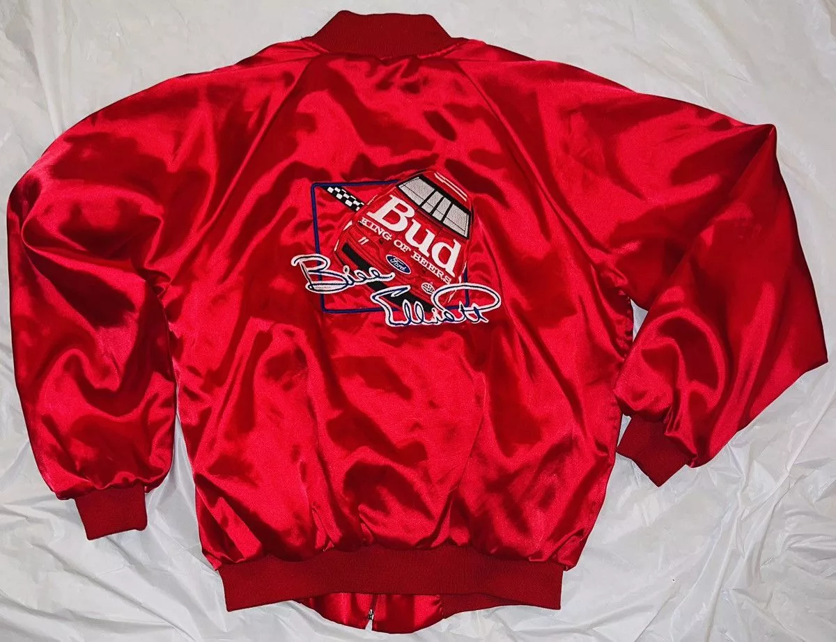 Budweiser Bombers Budweiser × NASCAR × Vintage Vintage Bill Elliott Budweiser NASCAR Bomber Jacket Red