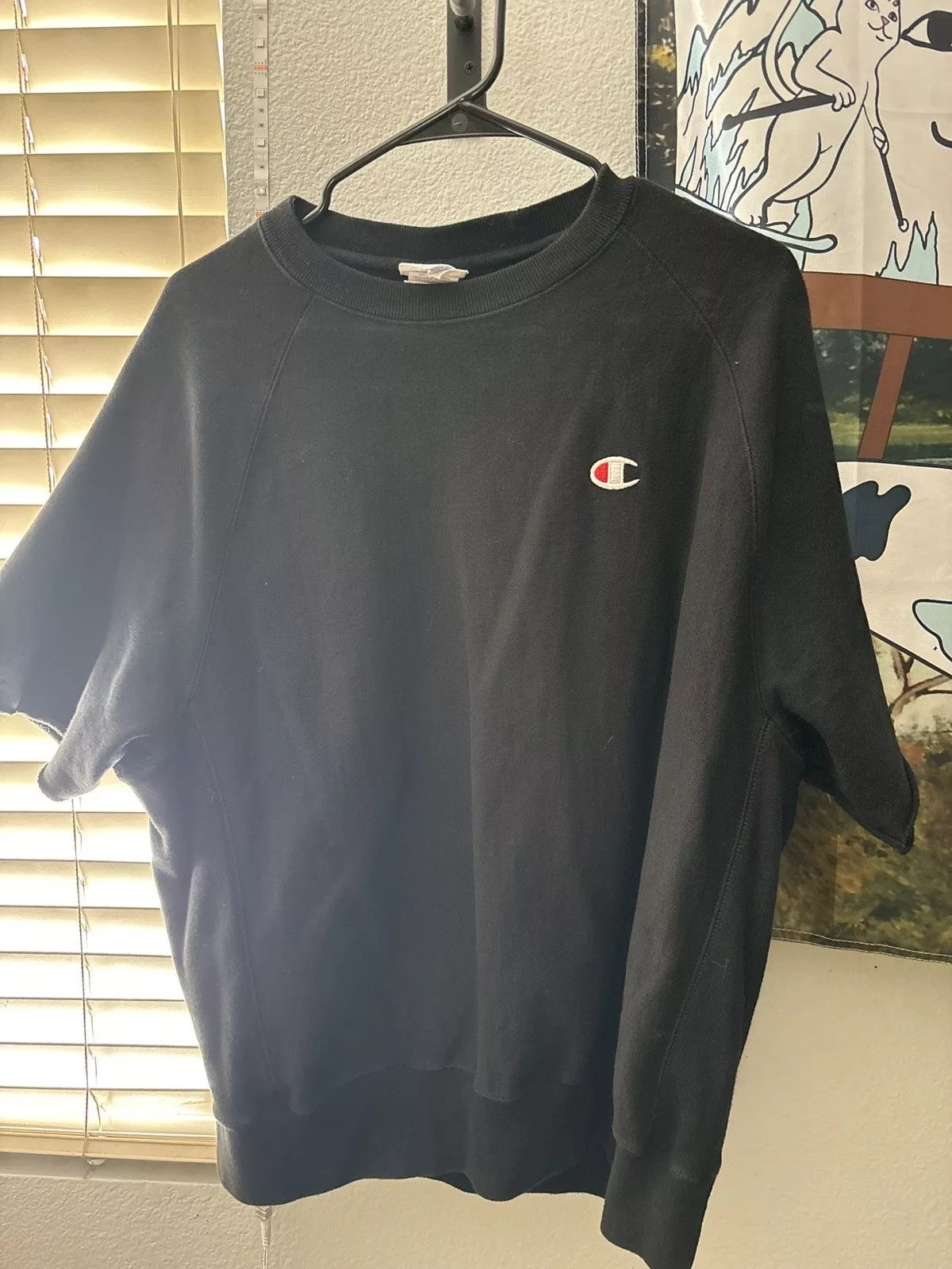 Champion Short Sleeve T Shirts Champion × Vintage Champion Sweater Short Sleeve Black Streetwear